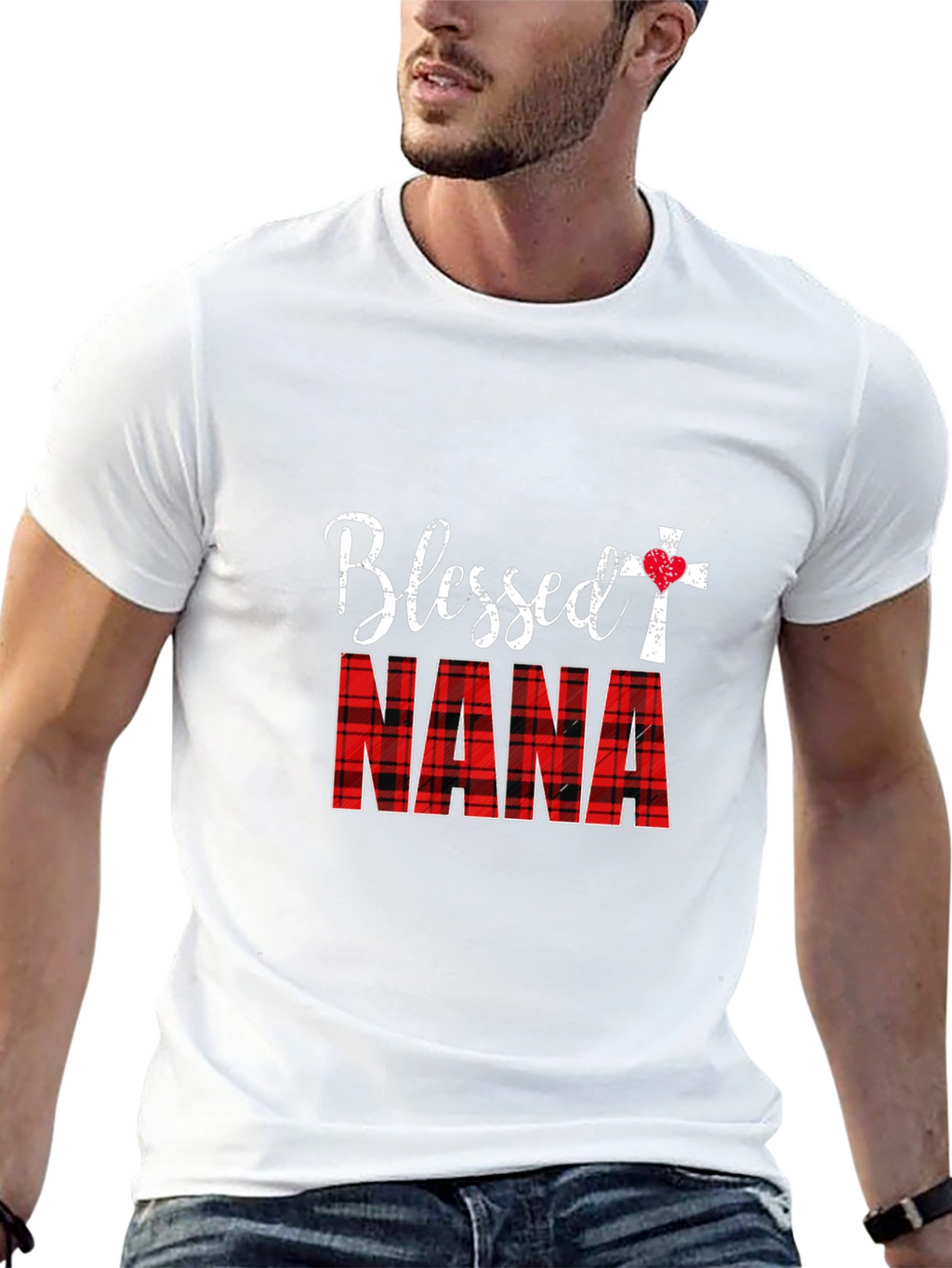 Blessed Nana Plaid Graphic T-Shirt