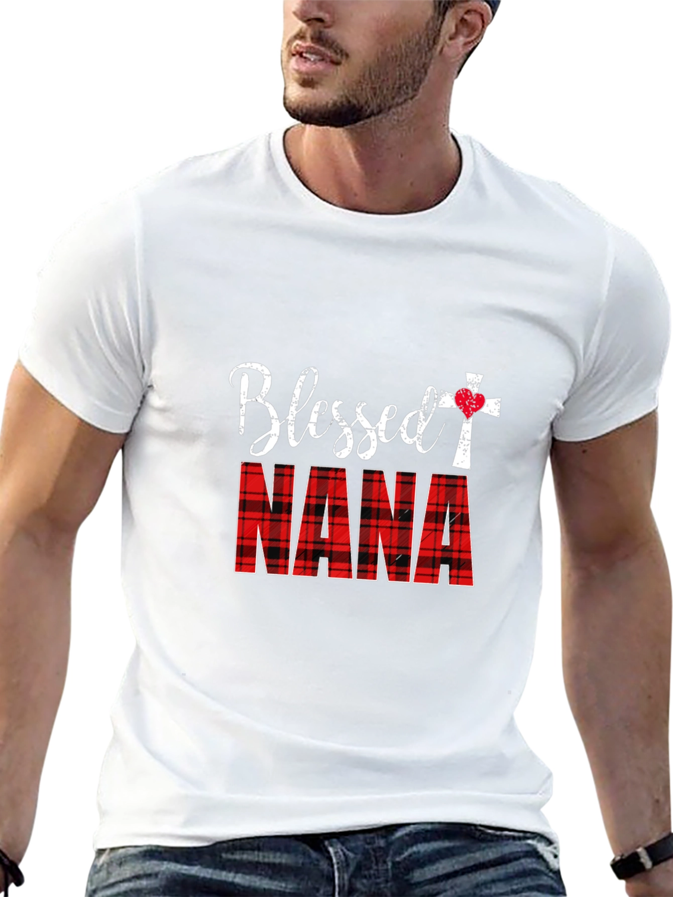 Blessed Nana Plaid Graphic T-Shirt