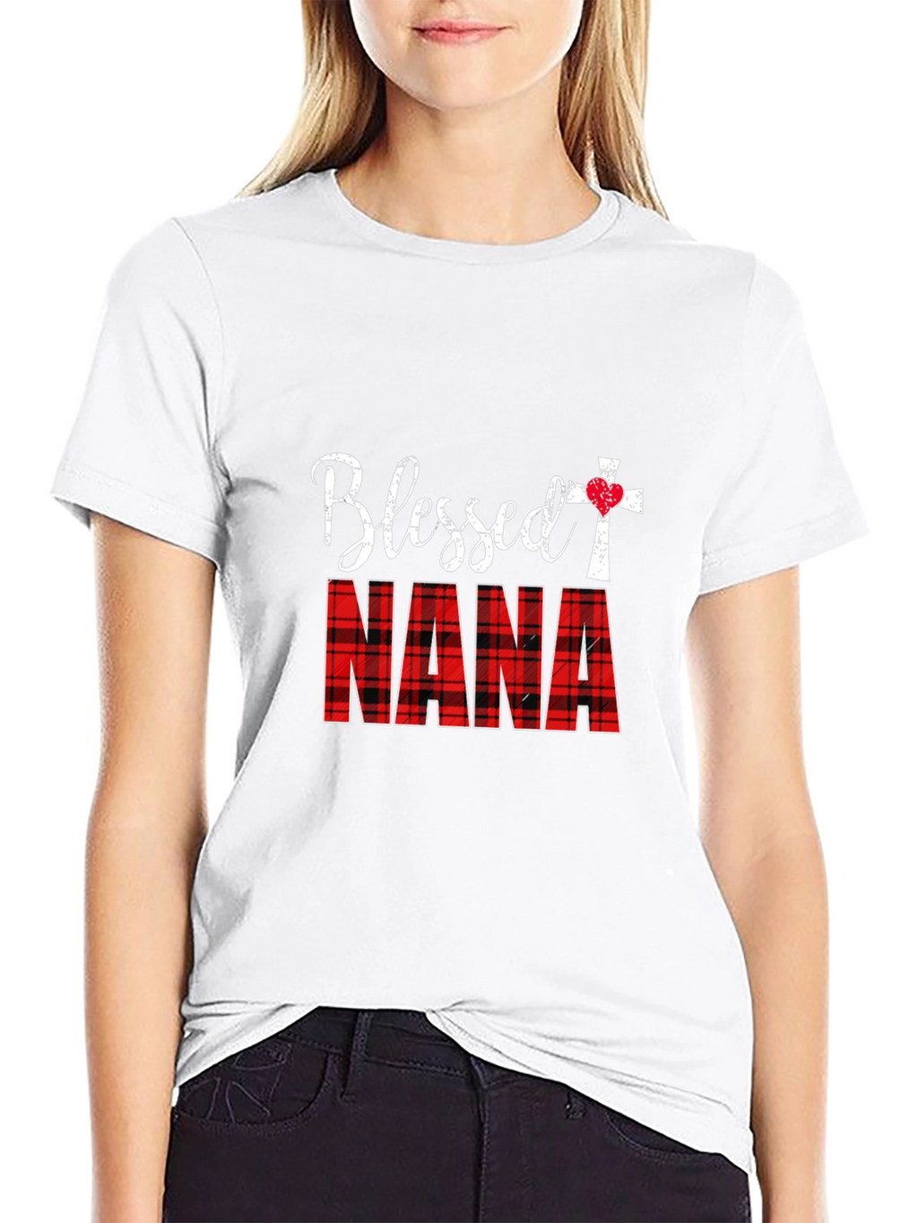 Blessed Nana Plaid Graphic T-Shirt