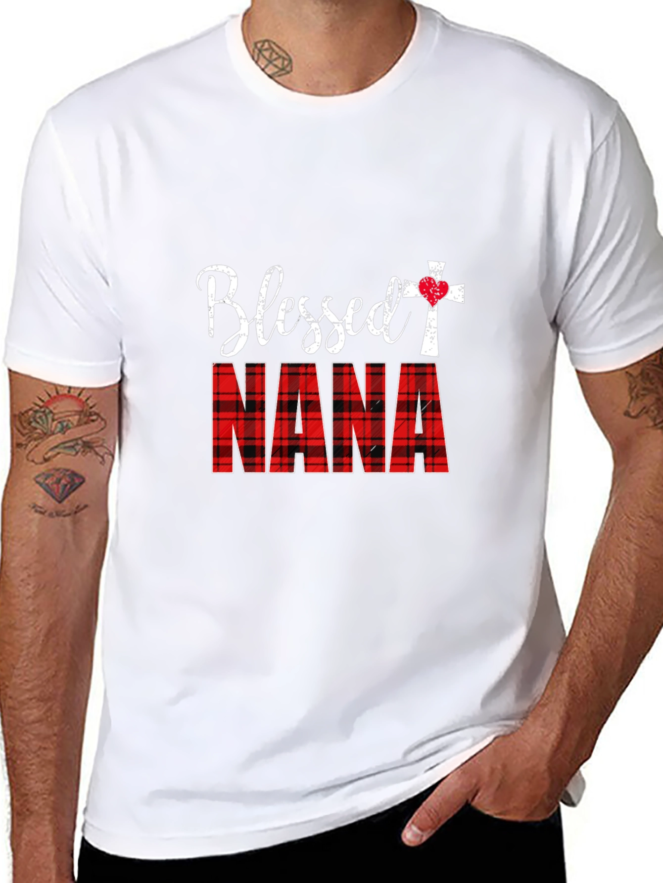 Blessed Nana Plaid Graphic T-Shirt