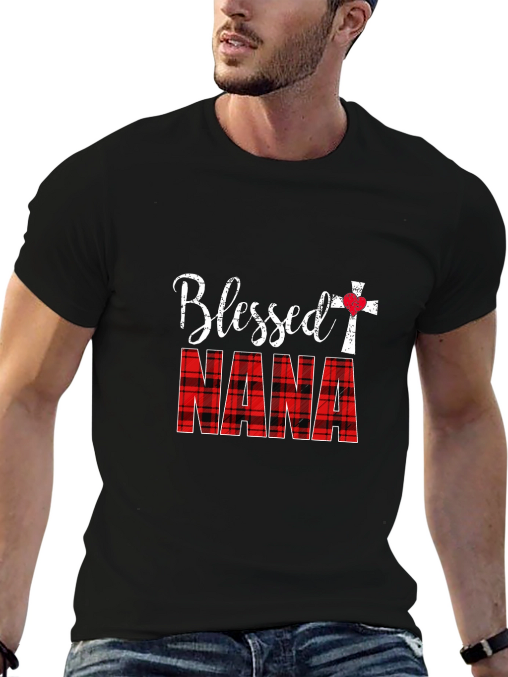Blessed Nana Plaid Graphic T-Shirt