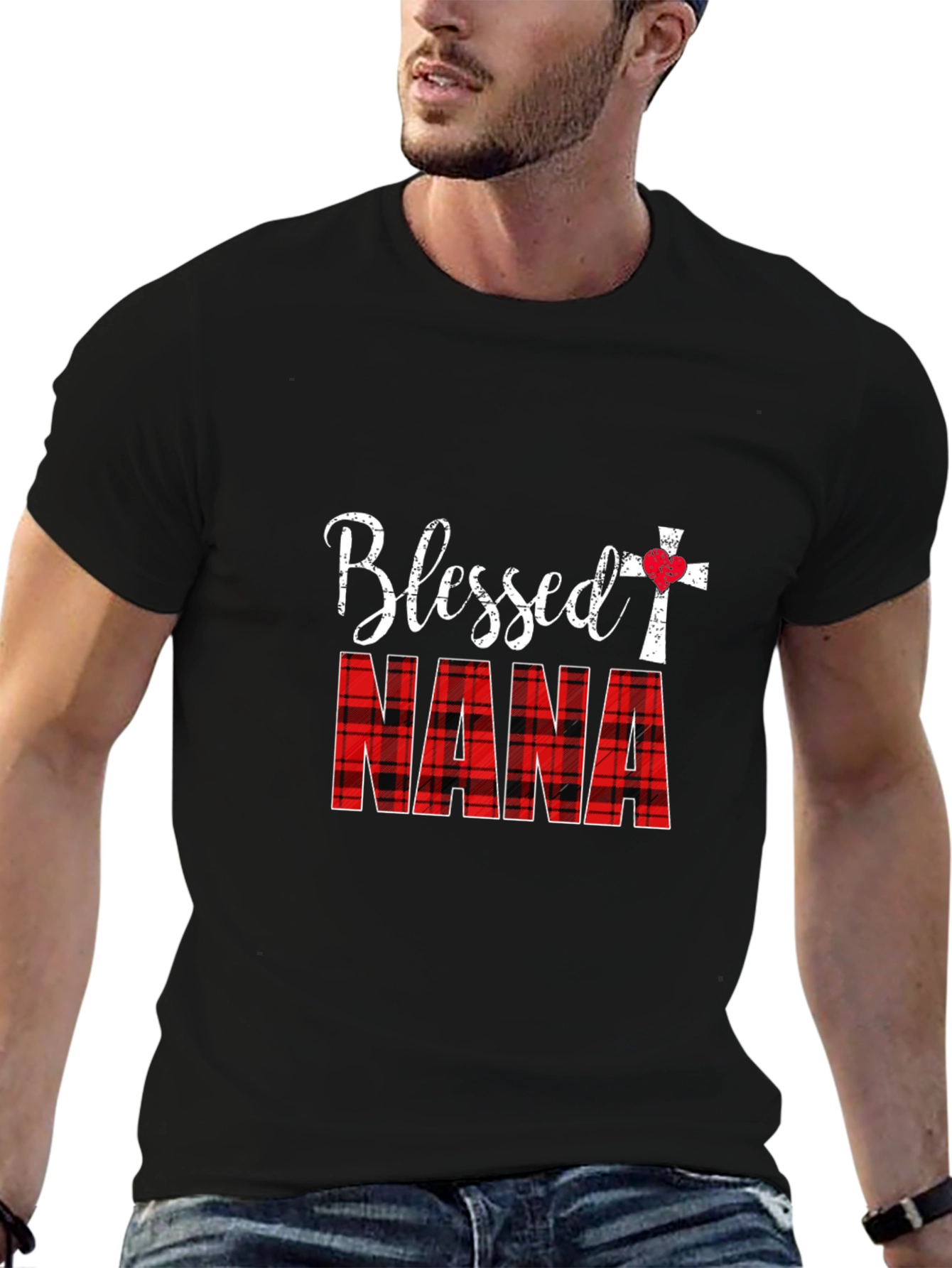 Blessed Nana Plaid Graphic T-Shirt