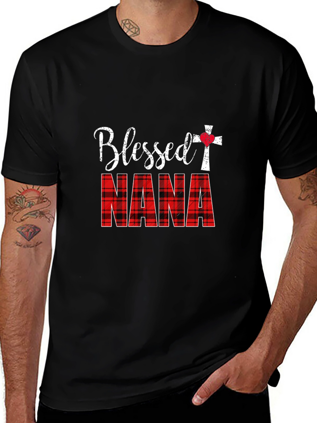 Blessed Nana Plaid Graphic T-Shirt