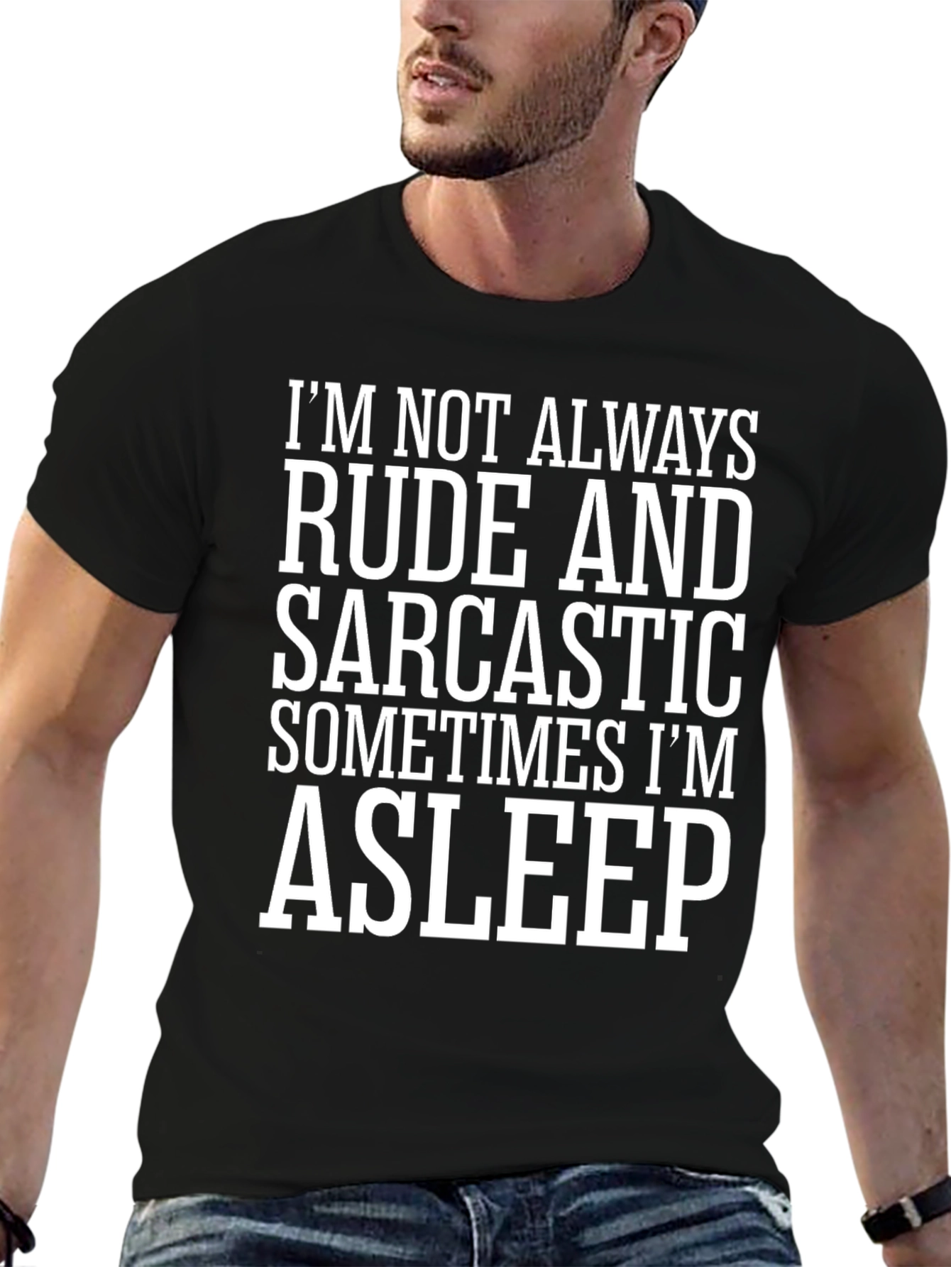 Rude & Sarcastic Asleep Black T-Shirt