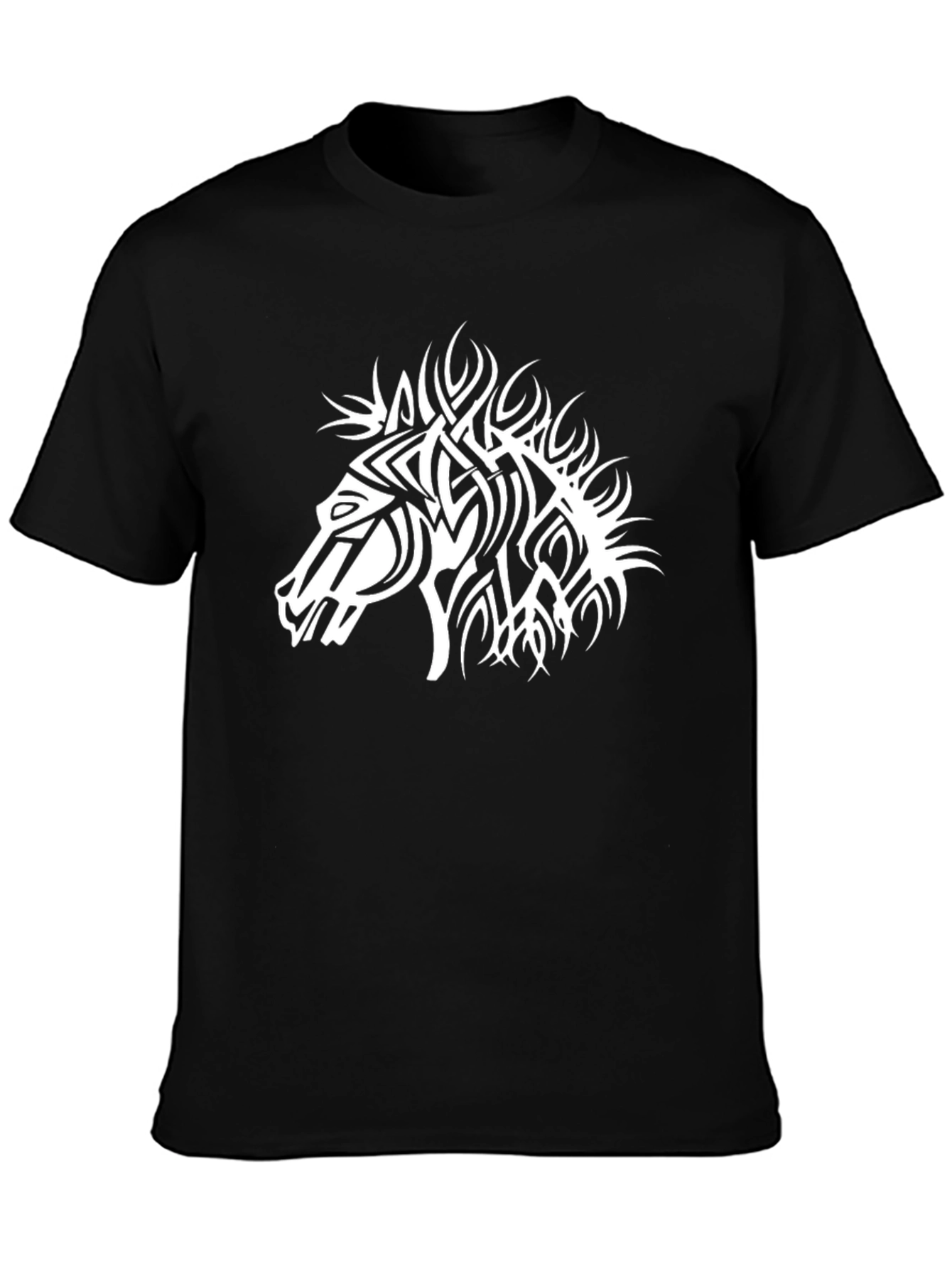 Black Horse Graphic Tee - Tribal Style