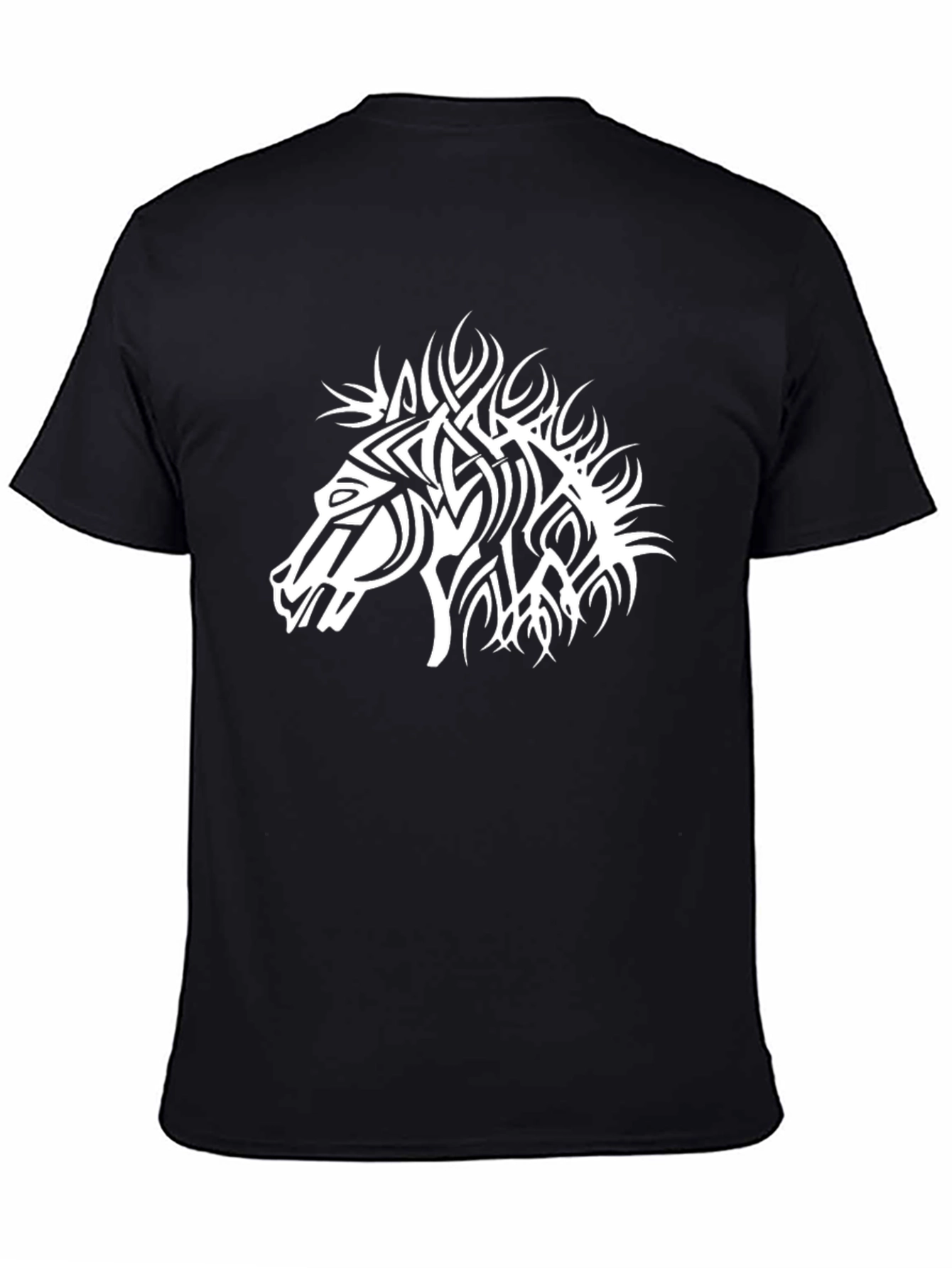 Black Horse Graphic Tee - Tribal Style