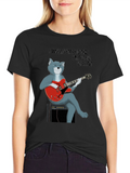 Cat Guitarist T-Shirt - Music Lover Tee
