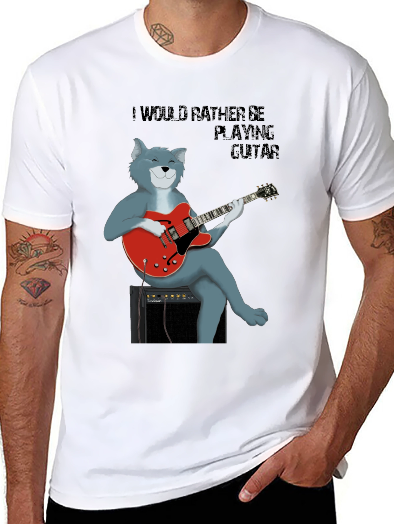 Cat Guitarist T-Shirt - Music Lover Tee