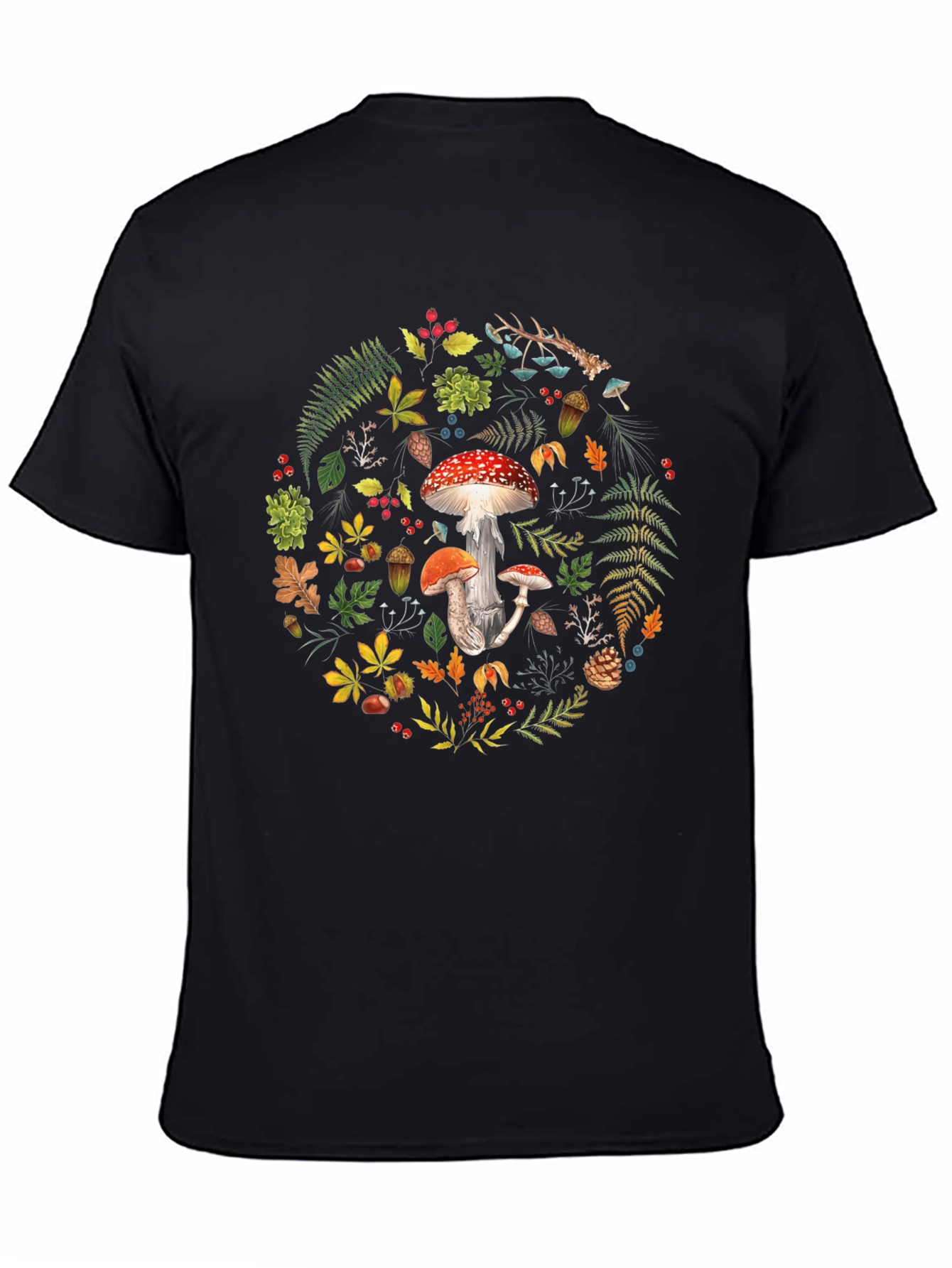 Mushroom Forest Print T-Shirt - Nature Inspired Graphic Tee