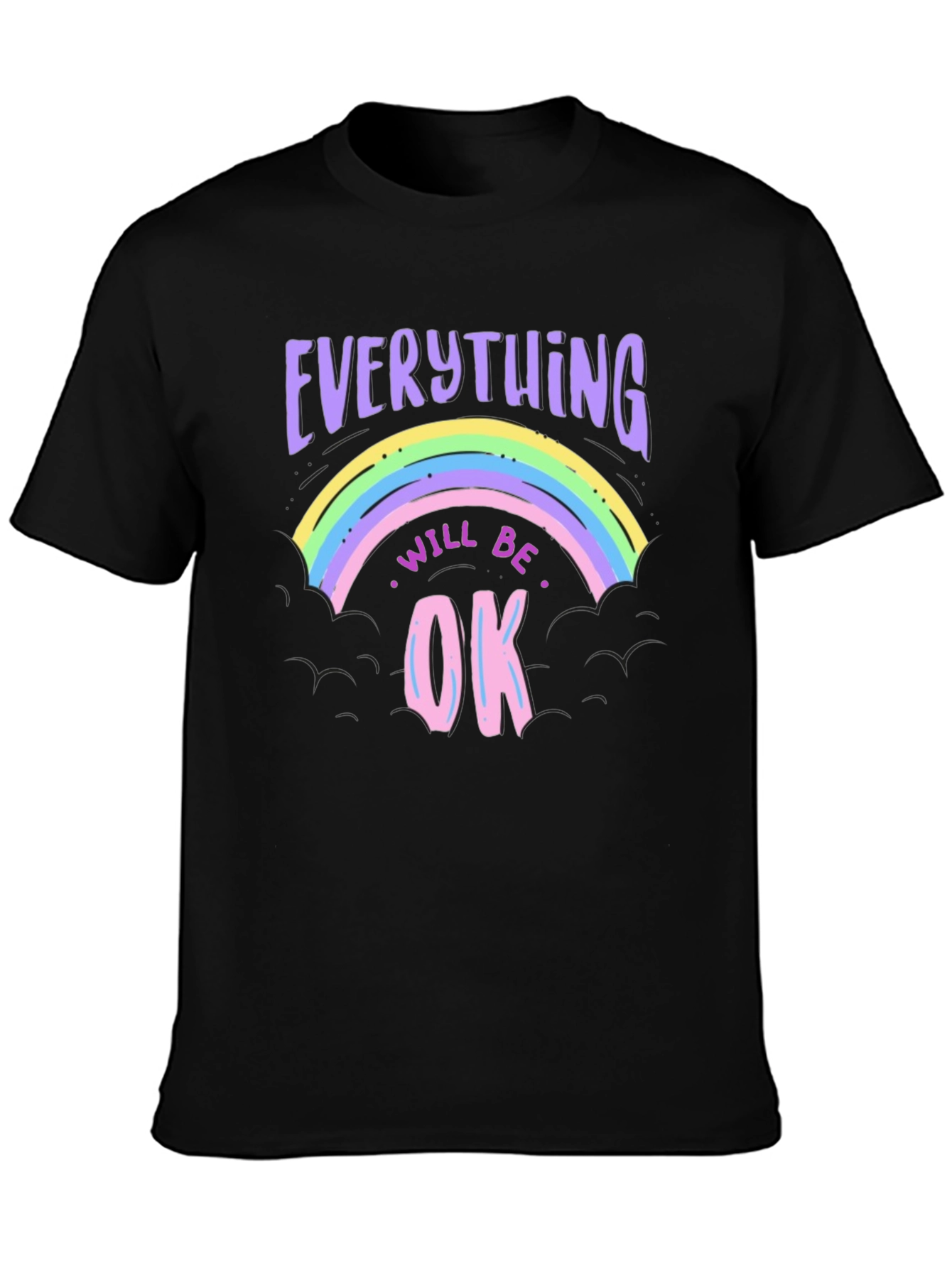 Everything Will Be Ok Rainbow Graphic T-Shirt