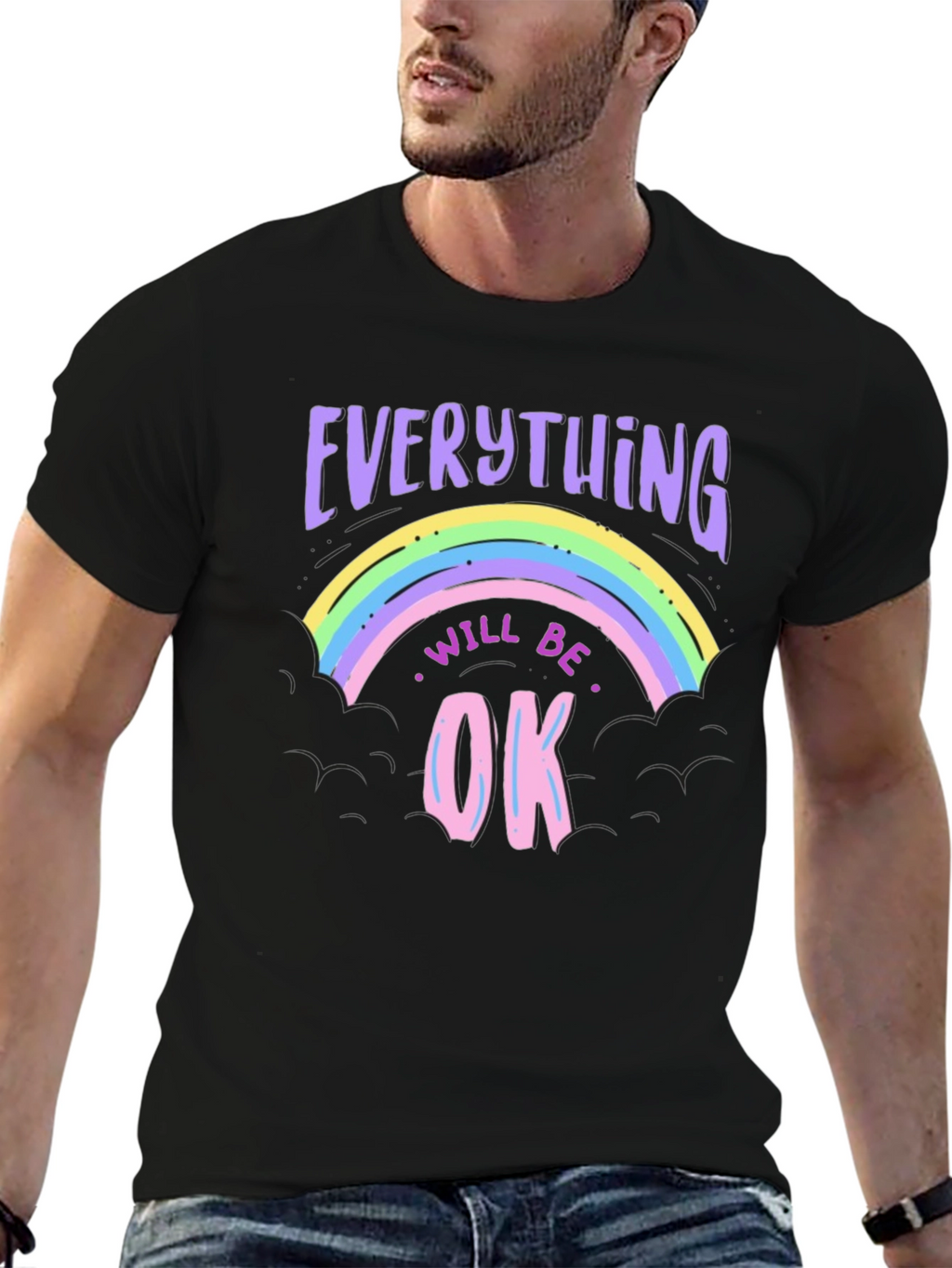 Everything Will Be Ok Rainbow Graphic T-Shirt