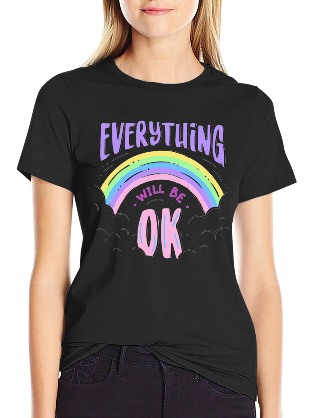 Everything Will Be Ok Rainbow Graphic T-Shirt
