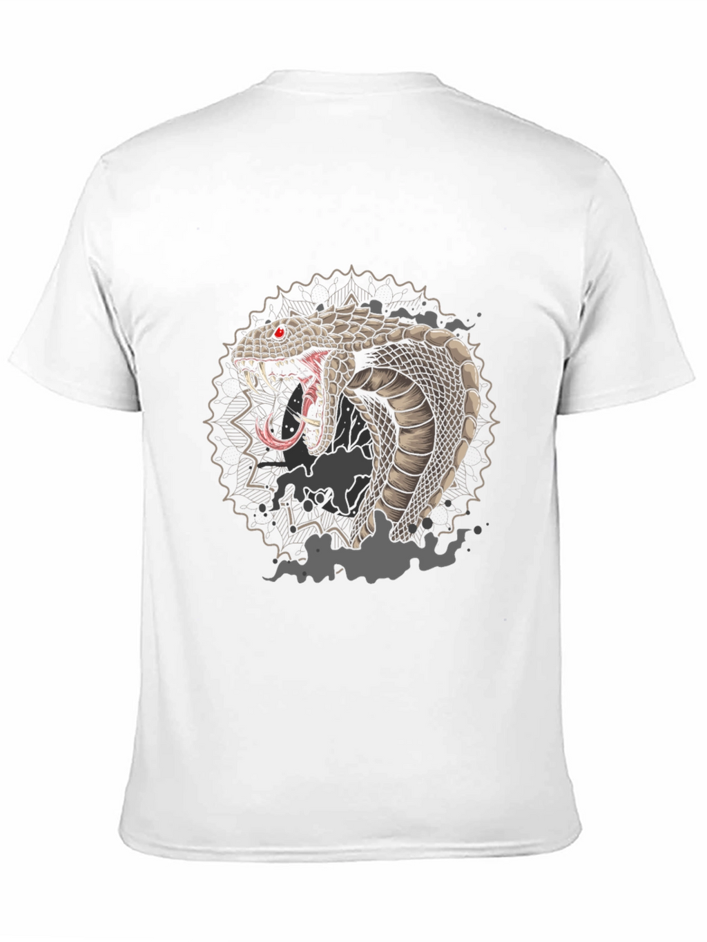 Mens Black Graphic Tee - Cobra Snake Design