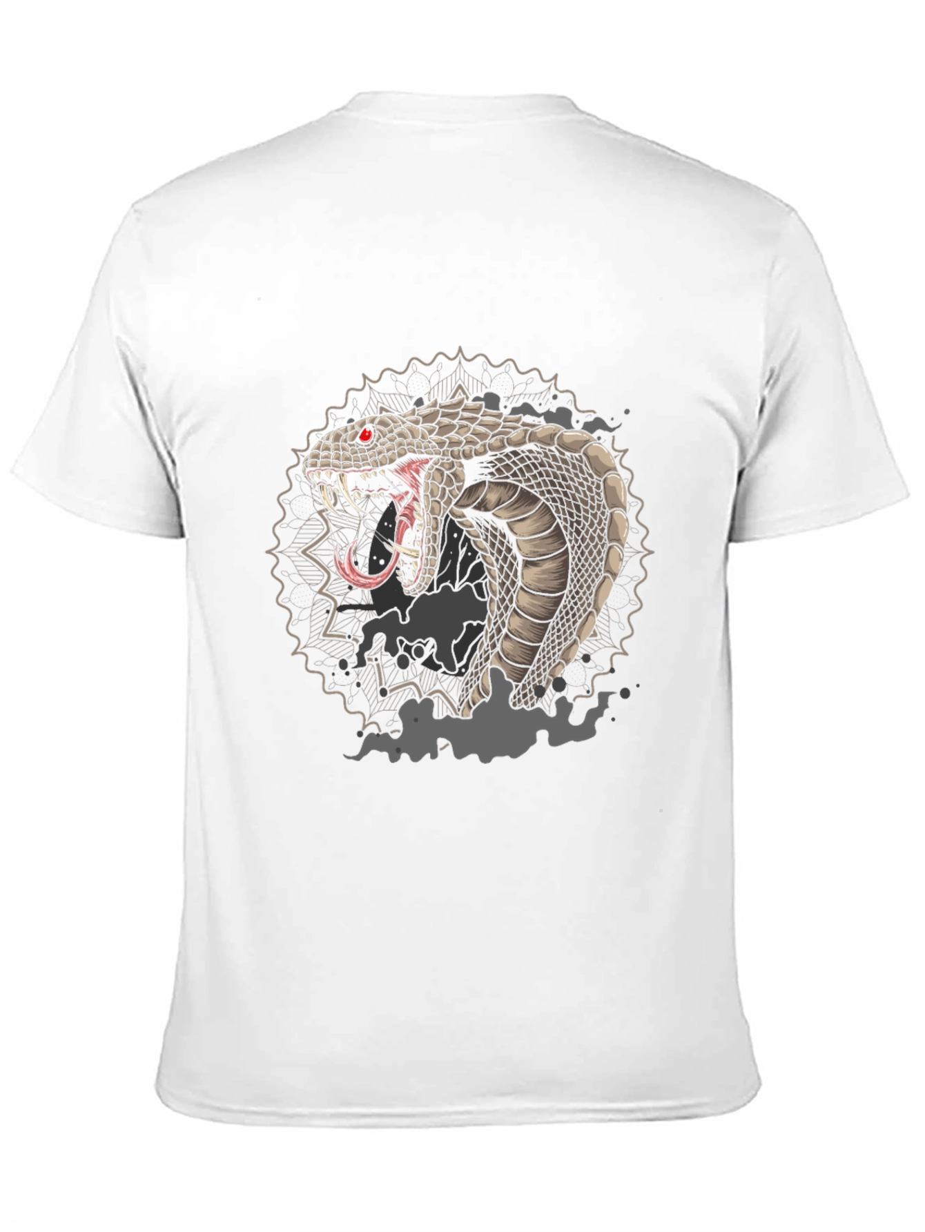 Mens Black Graphic Tee - Cobra Snake Design