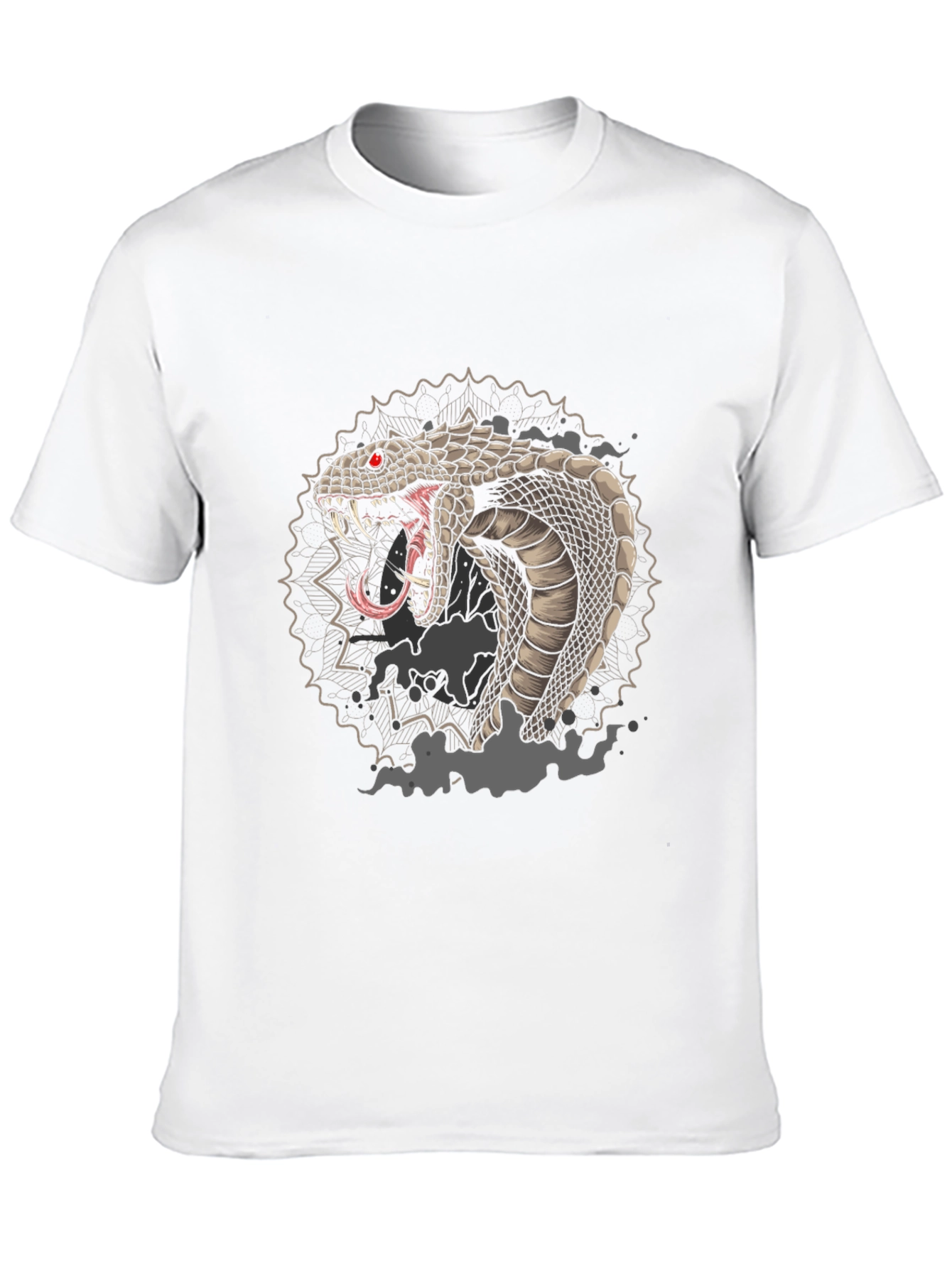 Mens Black Graphic Tee - Cobra Snake Design
