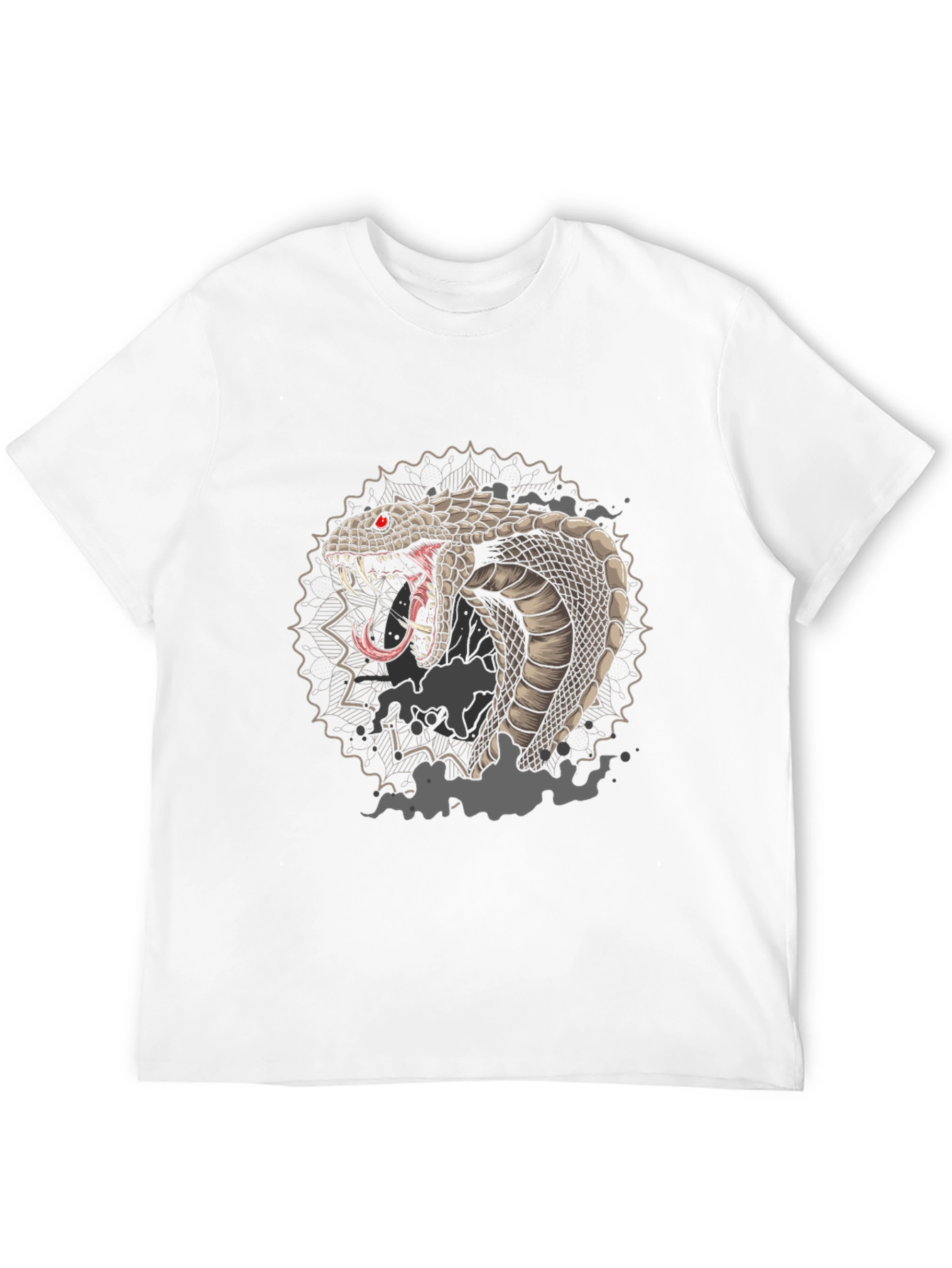 Mens Black Graphic Tee - Cobra Snake Design