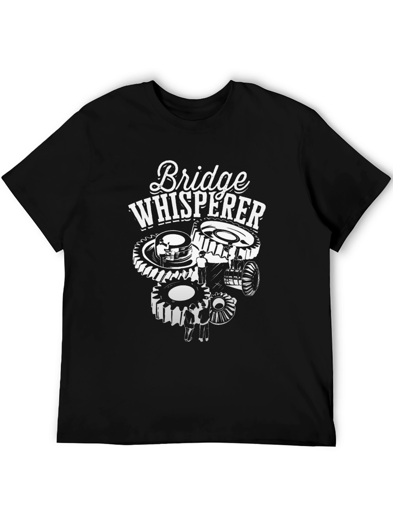 Bridge Whisperer Graphic Tee - Black Cotton Blend T-Shirt