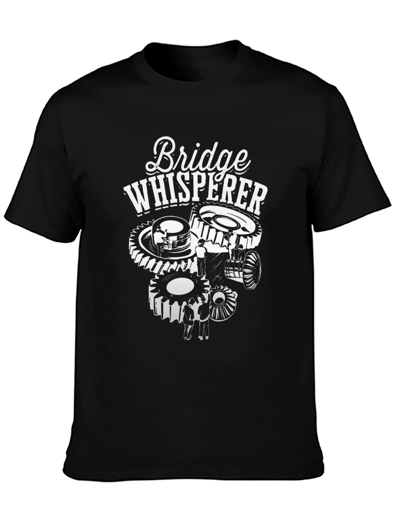 Bridge Whisperer Graphic Tee - Black Cotton Blend T-Shirt