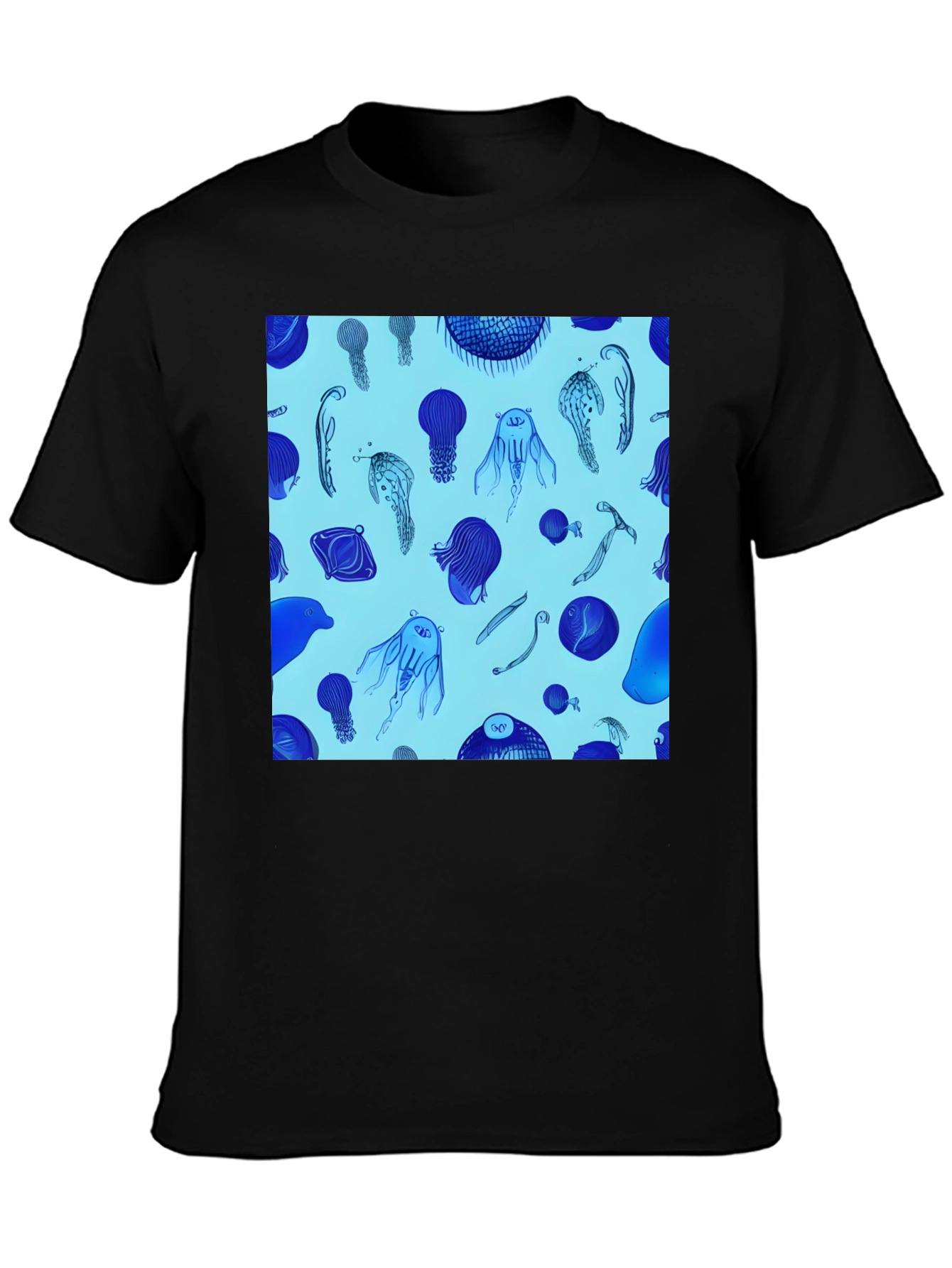 Jellyfish Print Tee - Stylish Black Cotton Blend T-Shirt