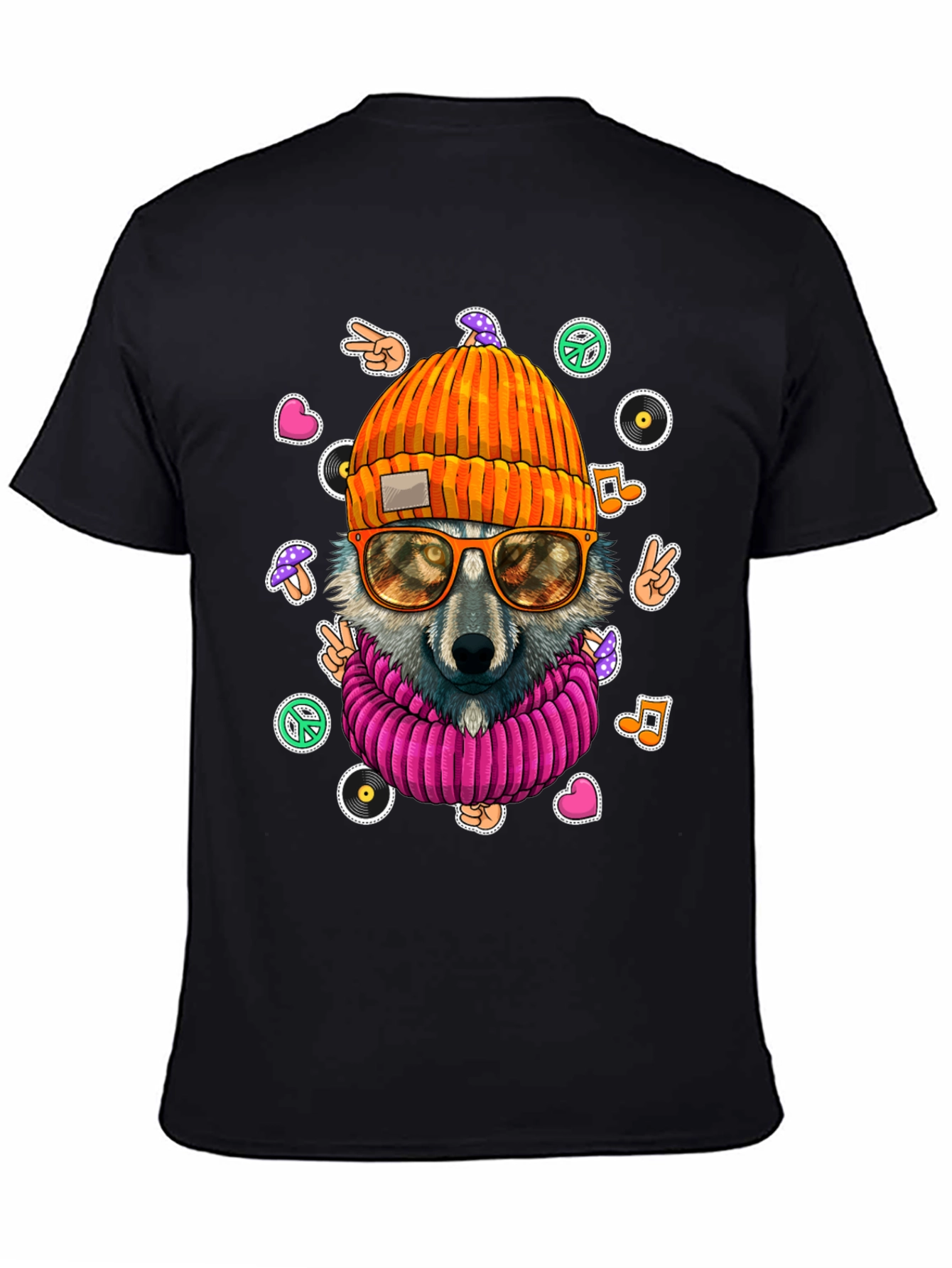Cool Wolf Graphic Tee - Funky Hippie Style!