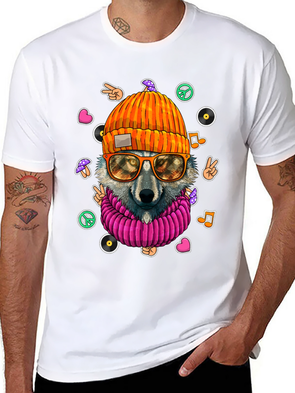 Cool Wolf Graphic Tee - Funky Hippie Style!