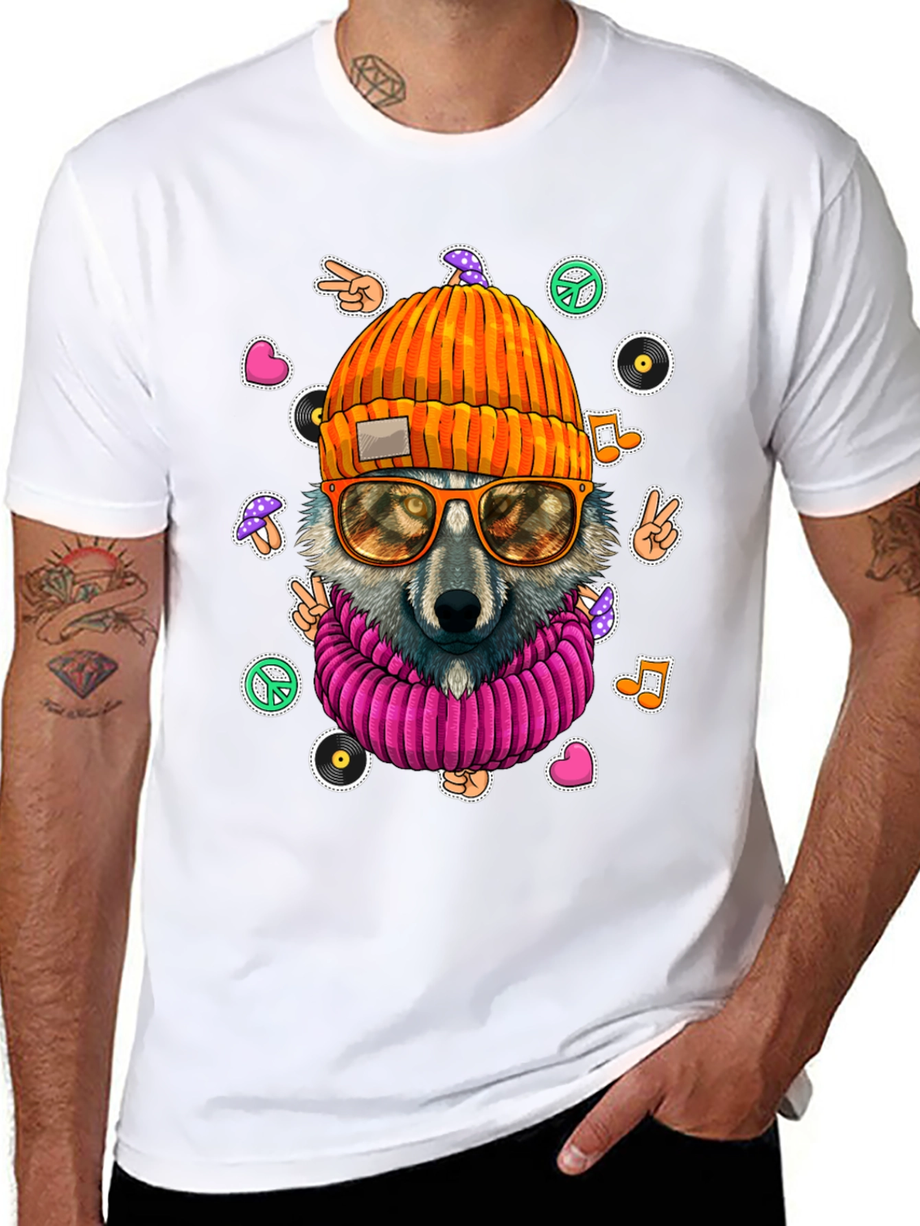 Cool Wolf Graphic Tee - Funky Hippie Style!