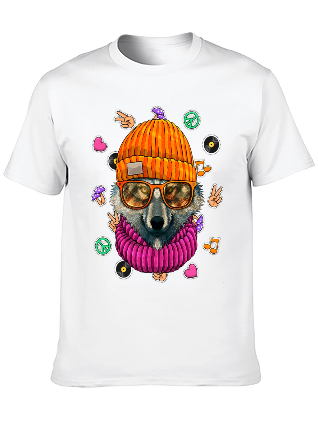 Cool Wolf Graphic Tee - Funky Hippie Style!