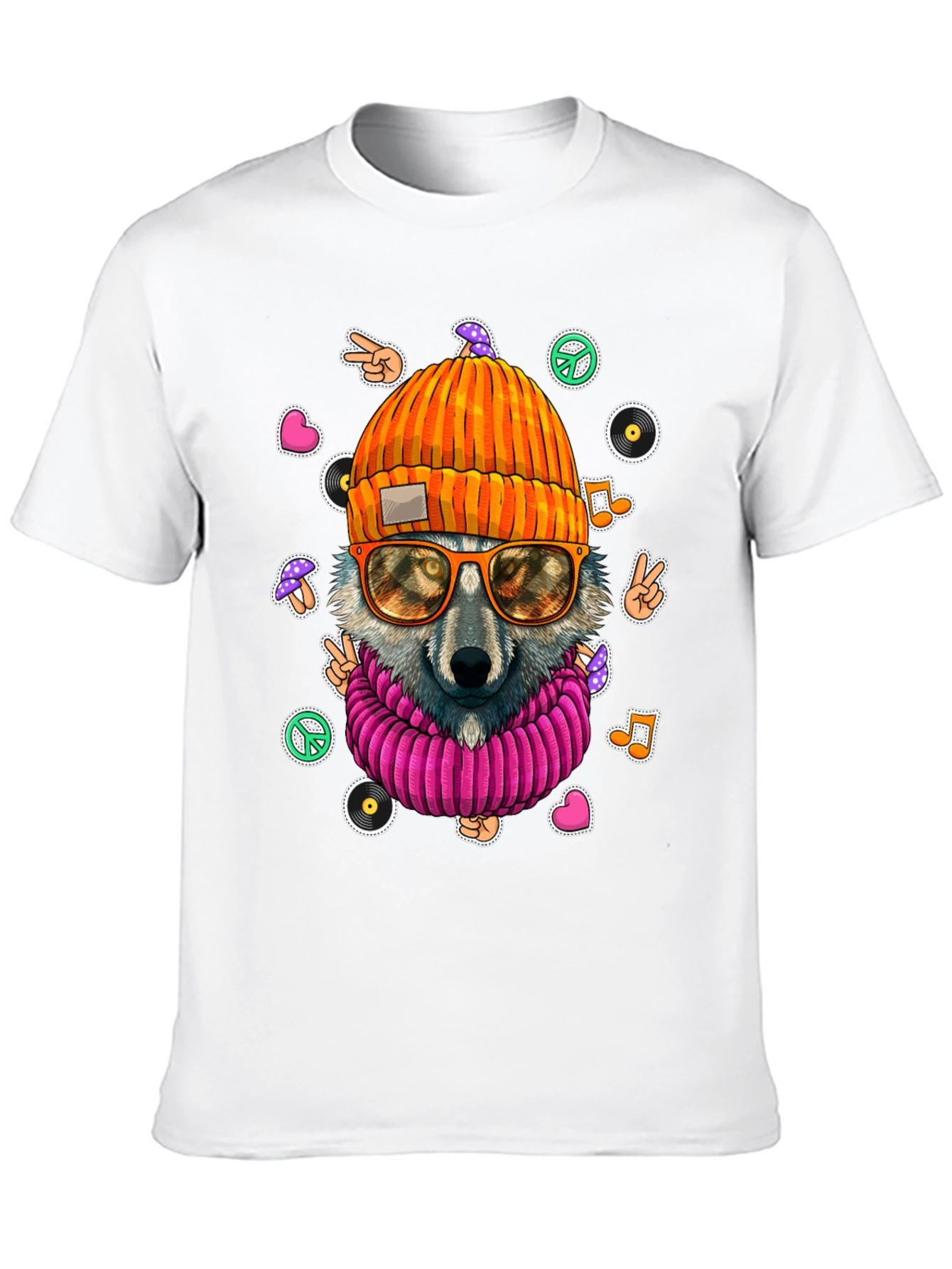 Cool Wolf Graphic Tee - Funky Hippie Style!