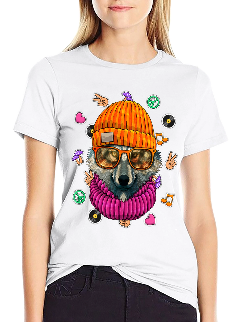 Cool Wolf Graphic Tee - Funky Hippie Style!