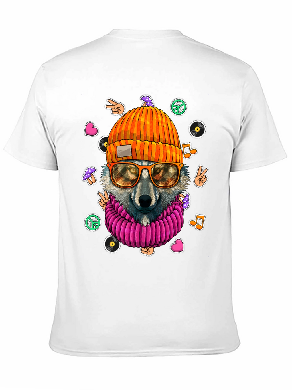 Cool Wolf Graphic Tee - Funky Hippie Style!