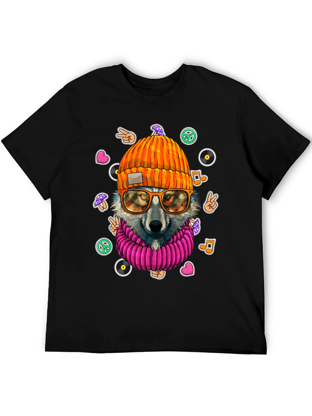 Cool Wolf Graphic Tee - Funky Hippie Style!