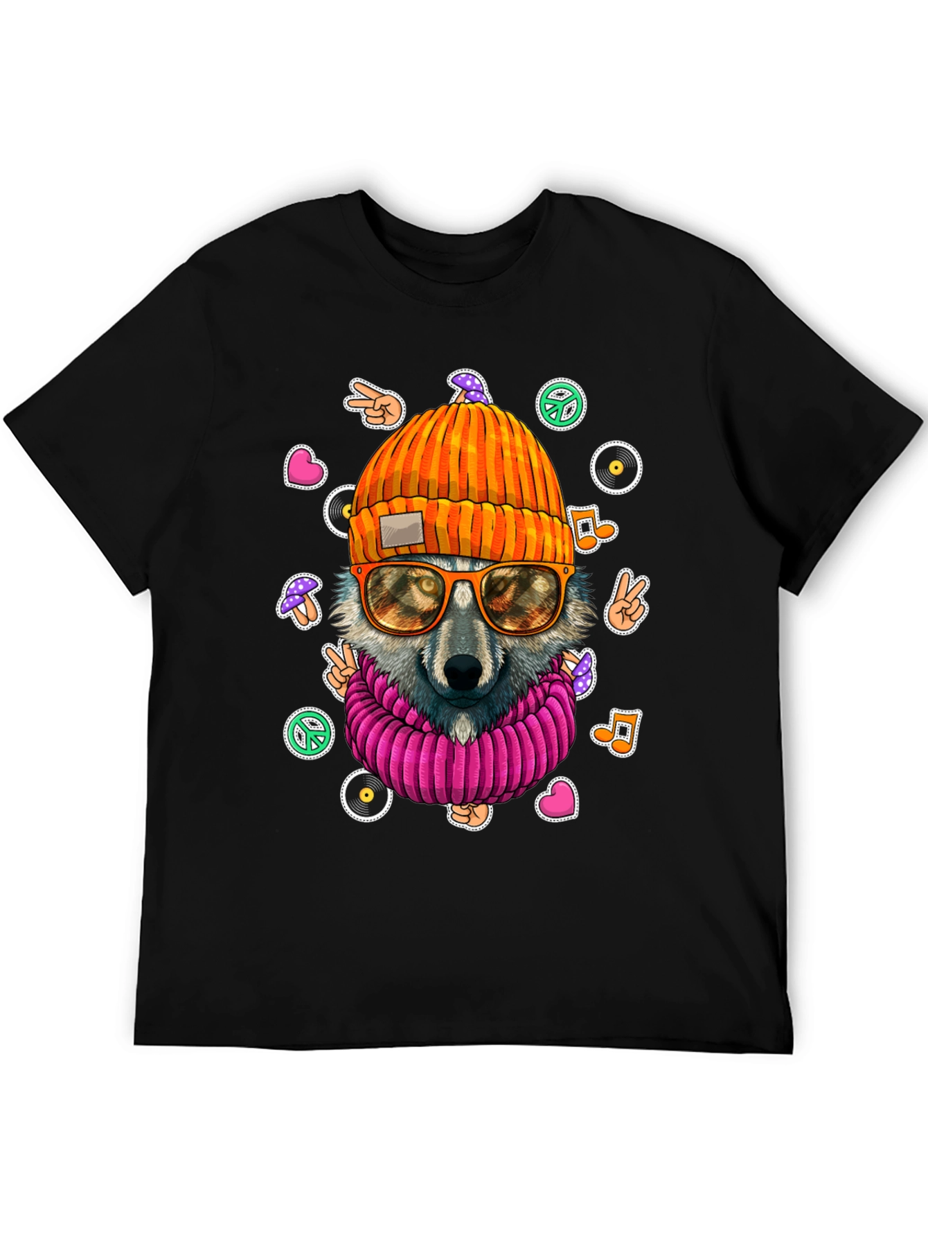 Cool Wolf Graphic Tee - Funky Hippie Style!