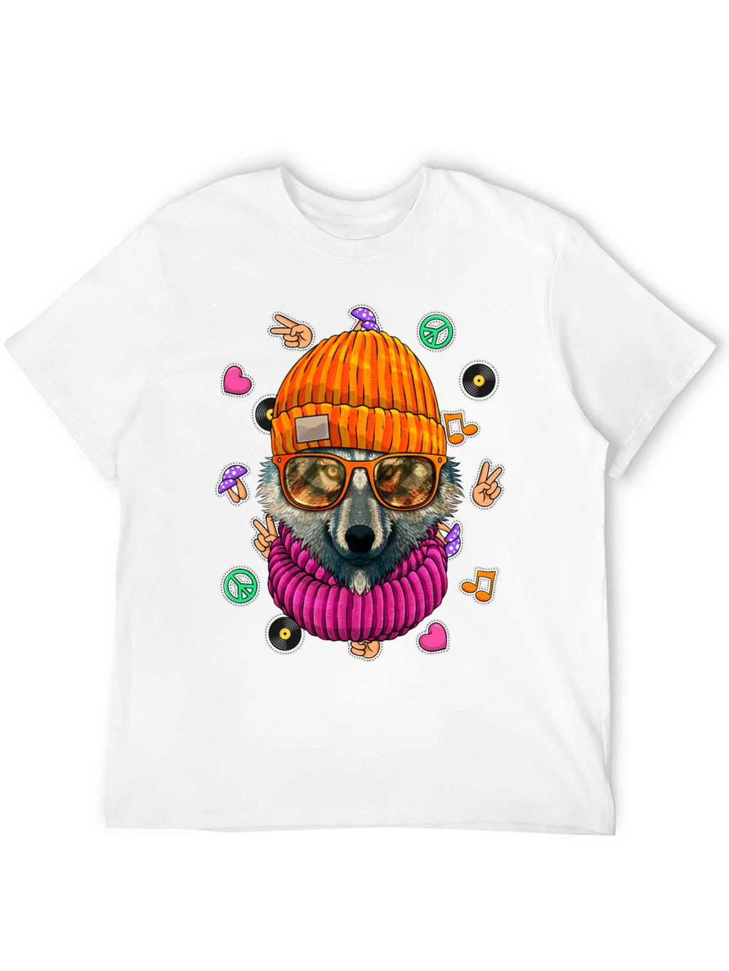 Cool Wolf Graphic Tee - Funky Hippie Style!