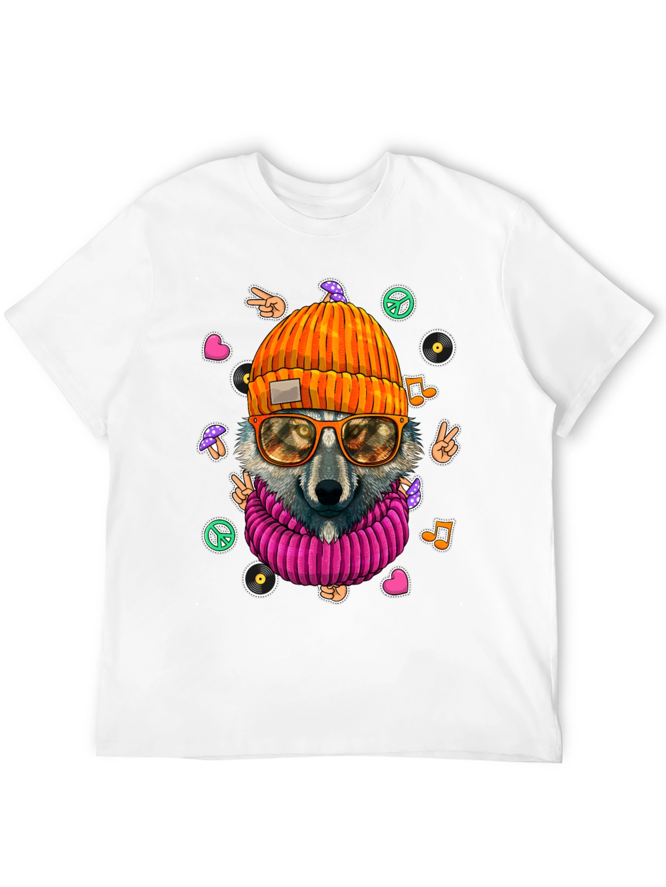 Cool Wolf Graphic Tee - Funky Hippie Style!