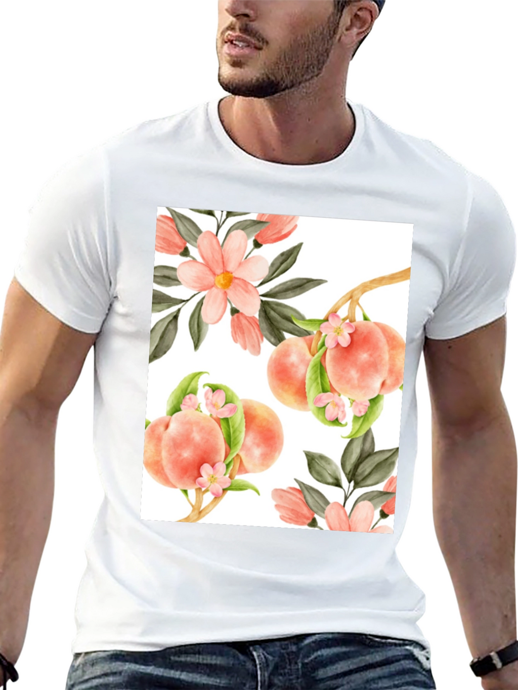Peach Floral T-Shirt - Unique Design