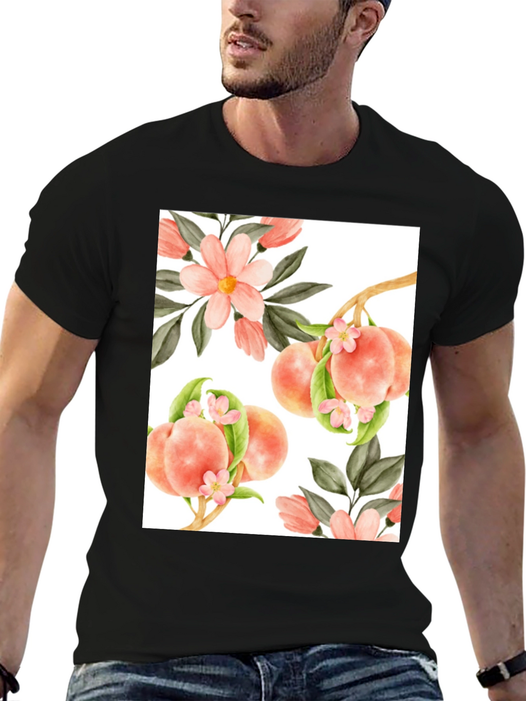 Peach Floral T-Shirt - Unique Design