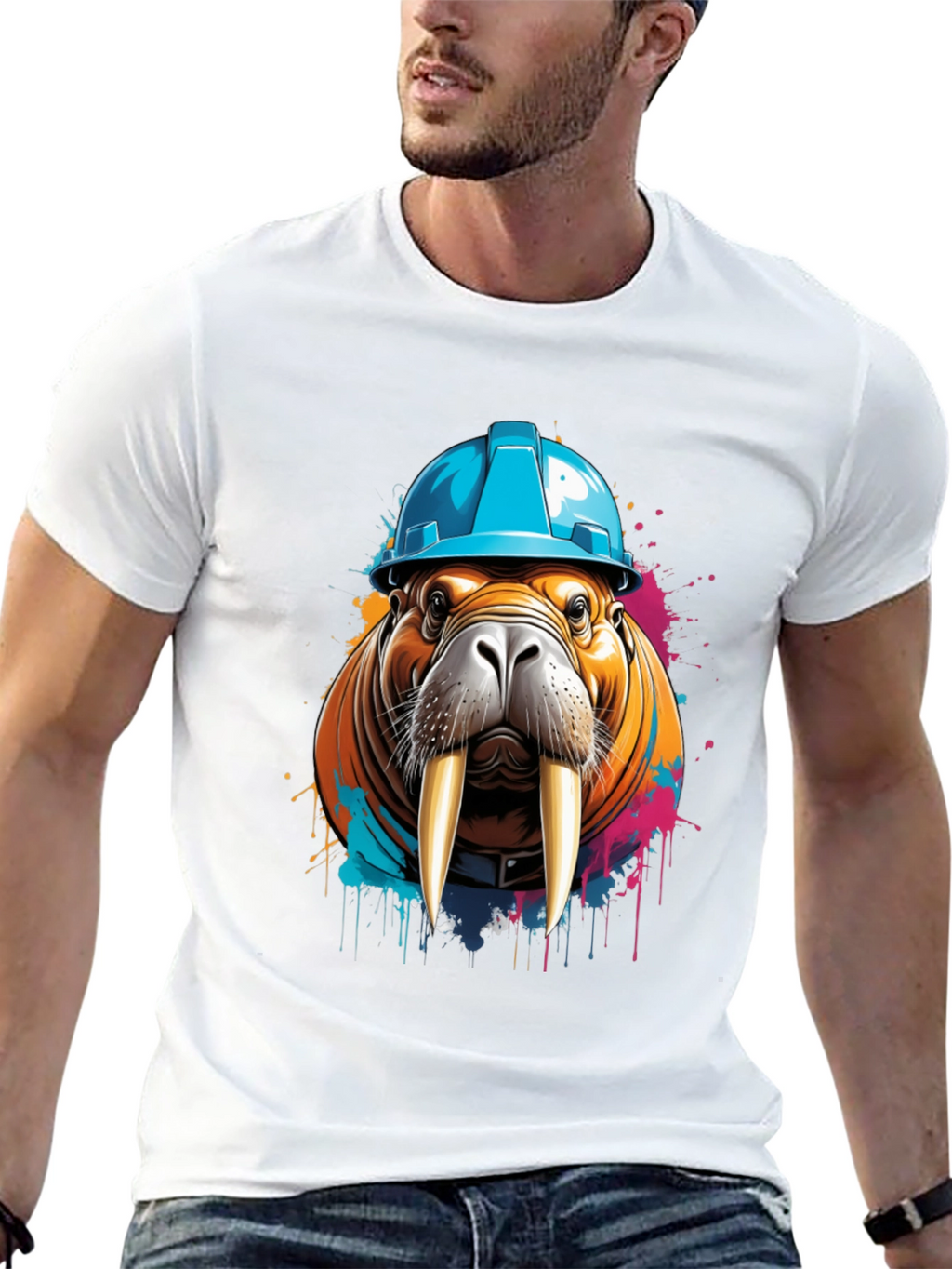 Walrus in Hard Hat Graphic Tee