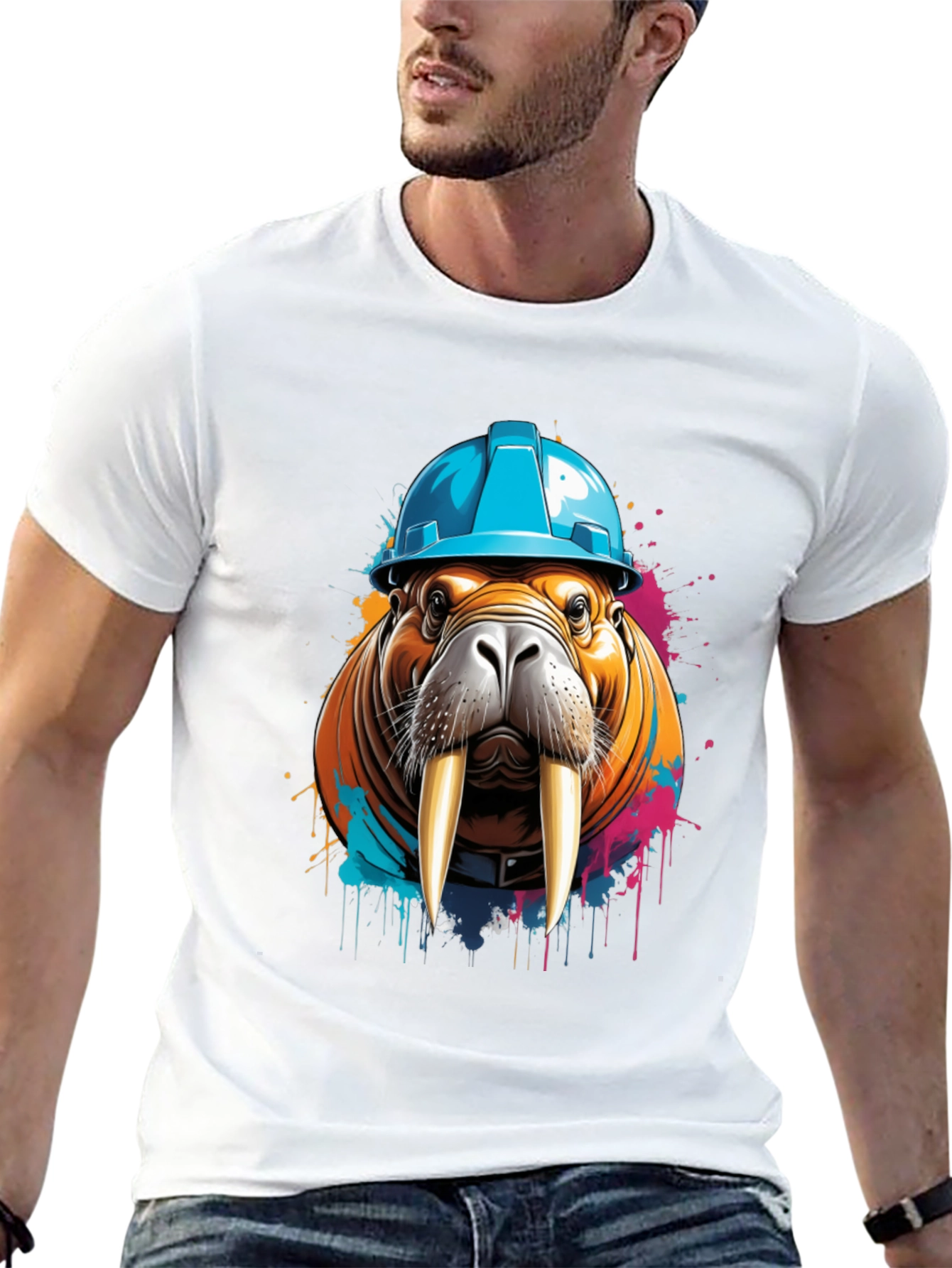 Walrus in Hard Hat Graphic Tee