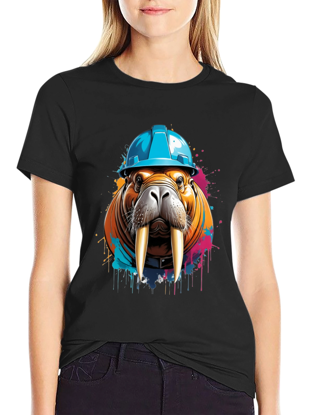 Walrus in Hard Hat Graphic Tee