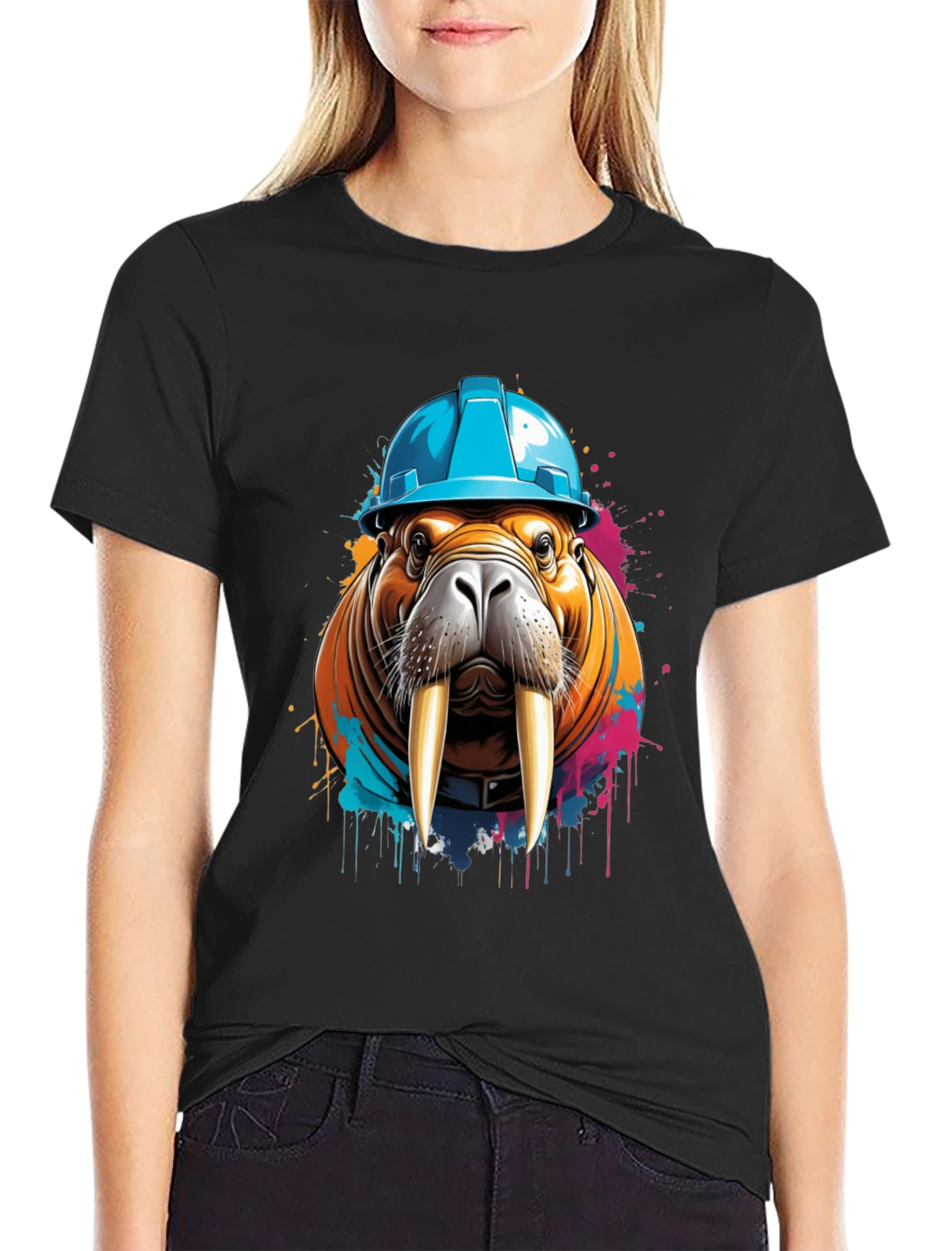 Walrus in Hard Hat Graphic Tee