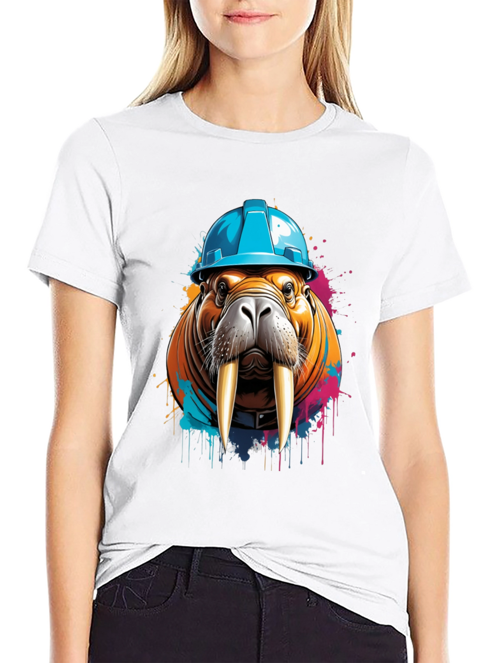 Walrus in Hard Hat Graphic Tee