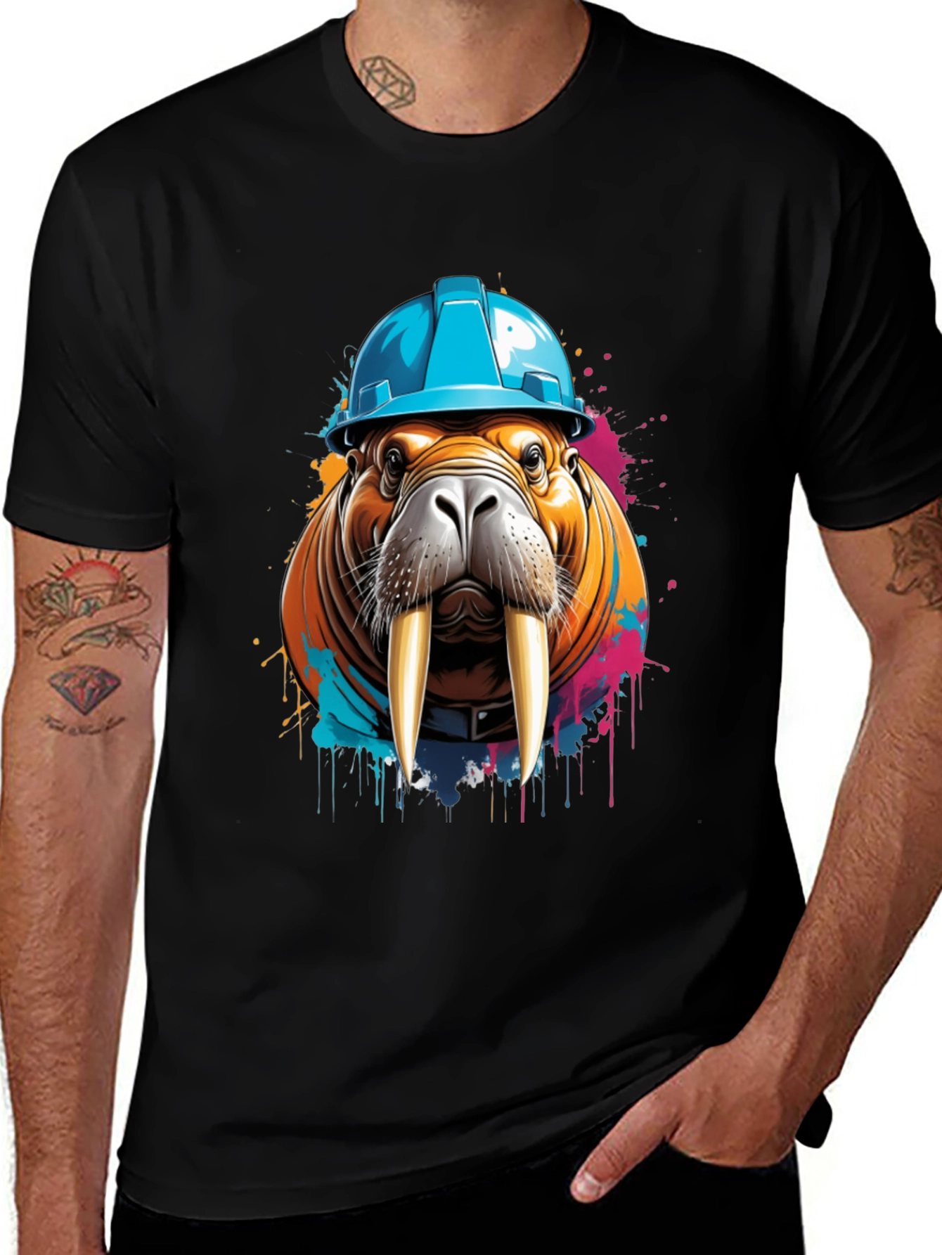 Walrus in Hard Hat Graphic Tee