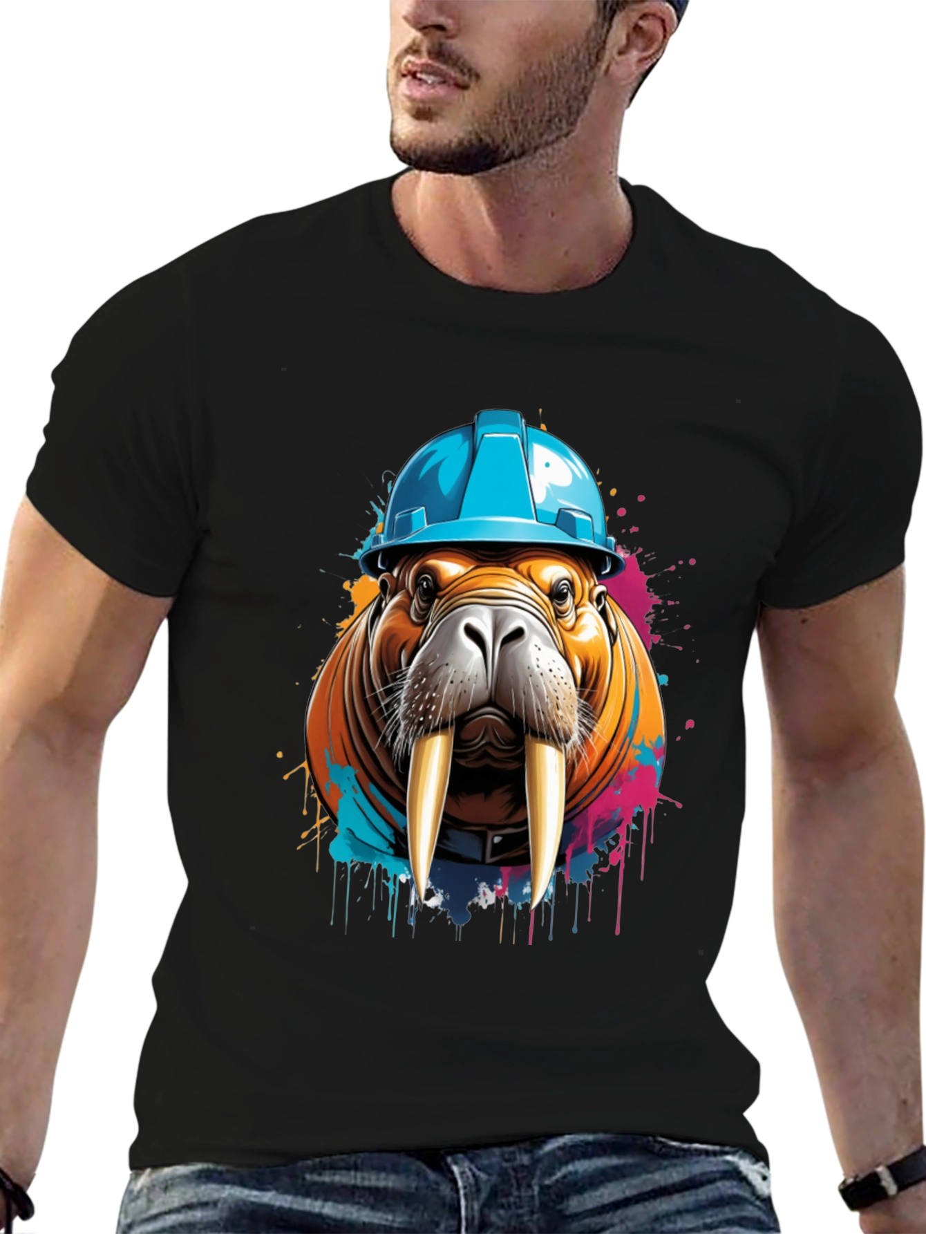 Walrus in Hard Hat Graphic Tee