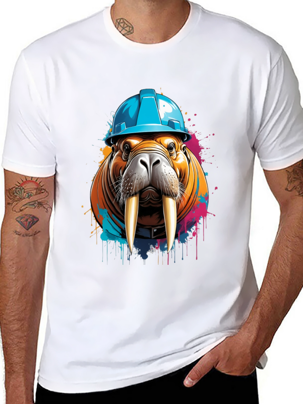 Walrus in Hard Hat Graphic Tee