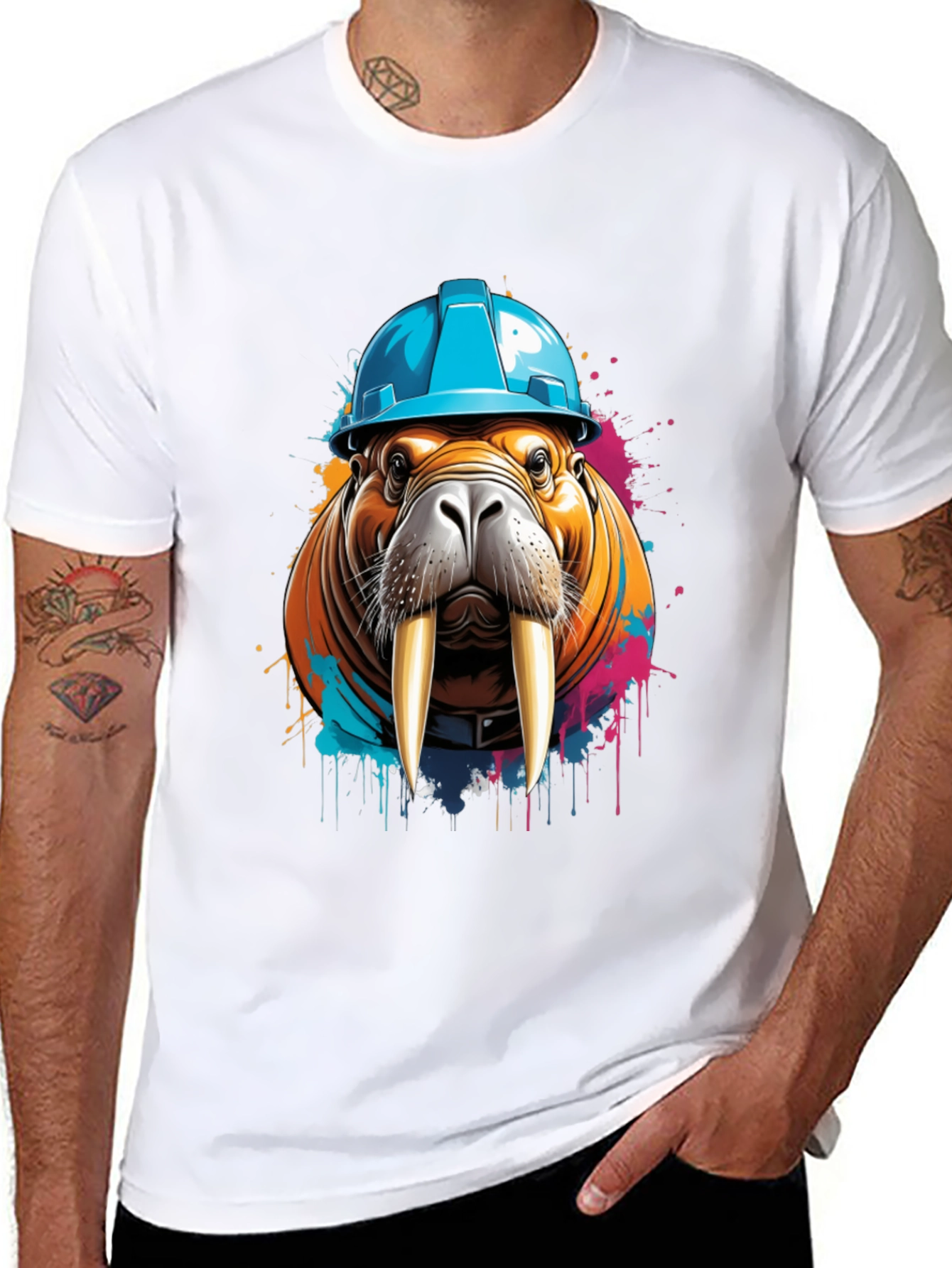 Walrus in Hard Hat Graphic Tee
