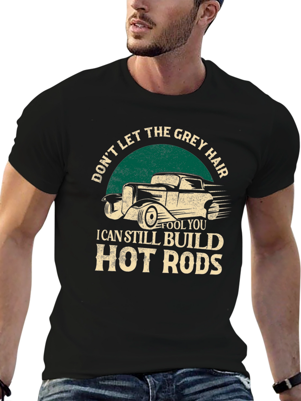 Grey Hair Hot Rods Black T-Shirt