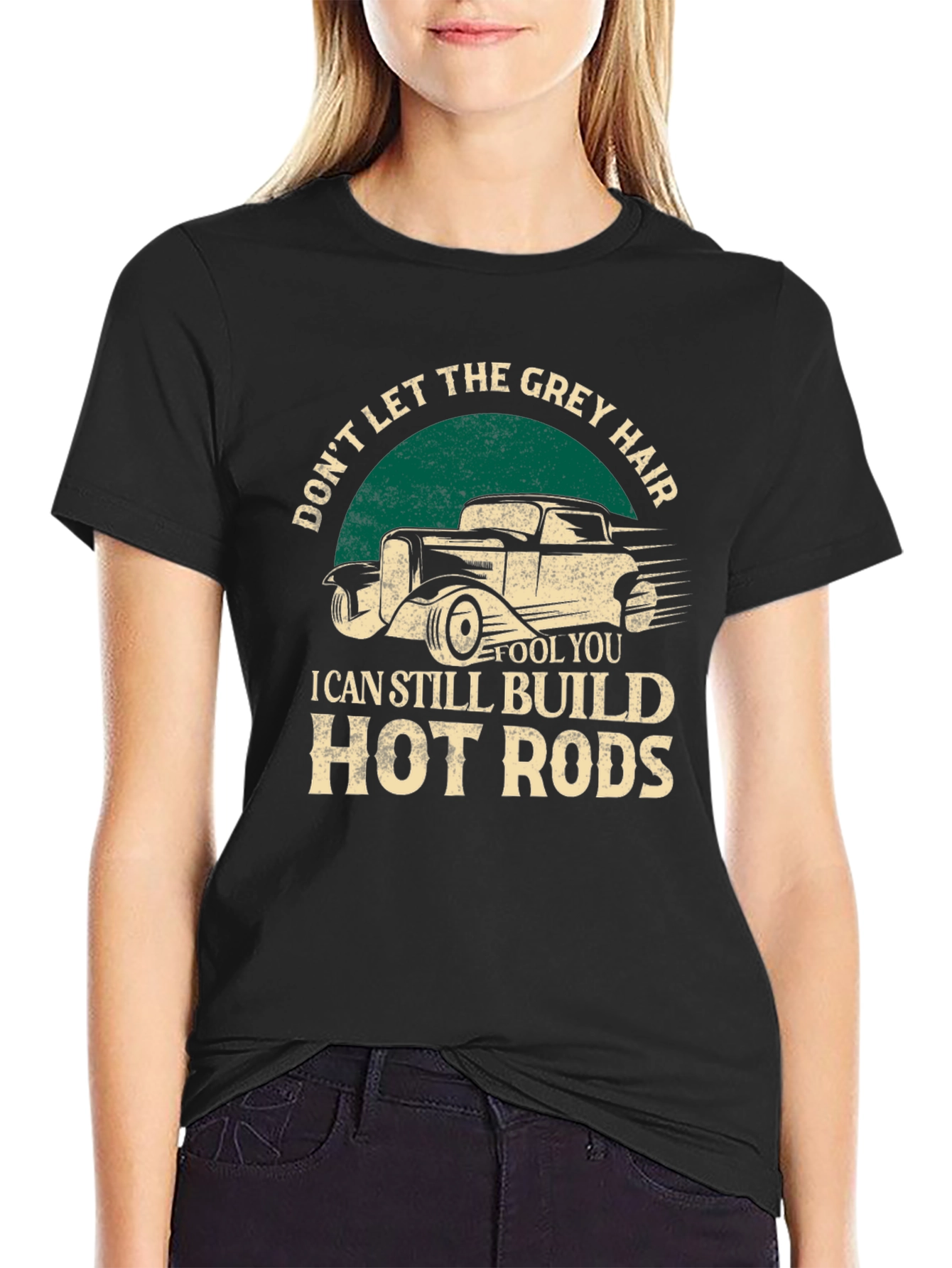 Grey Hair Hot Rods Black T-Shirt