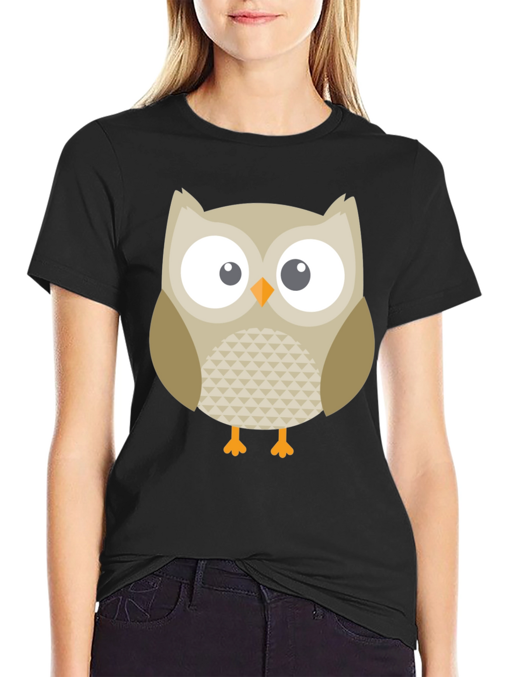 Owl Graphic Tee - Black Cotton Blend Comfort