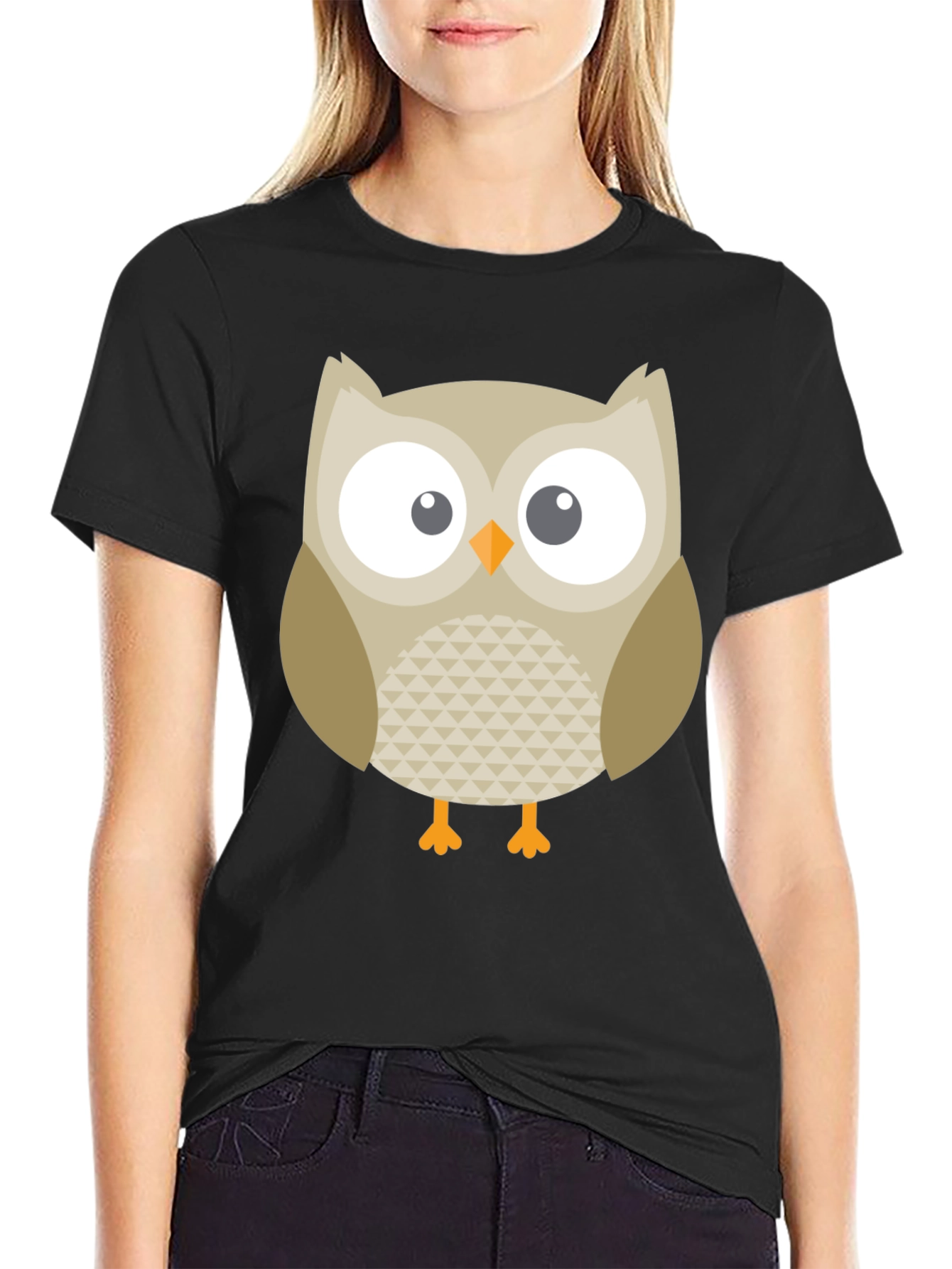 Owl Graphic Tee - Black Cotton Blend Comfort