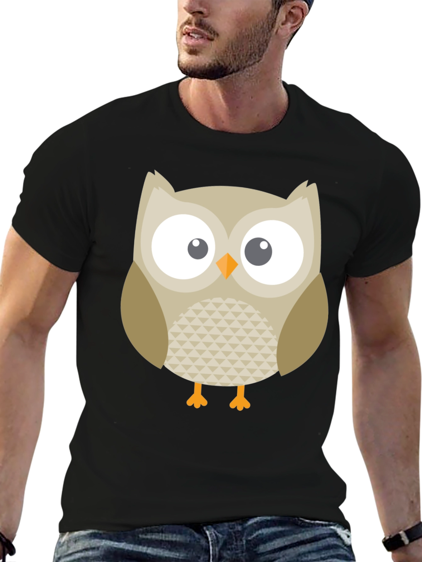 Owl Graphic Tee - Black Cotton Blend Comfort